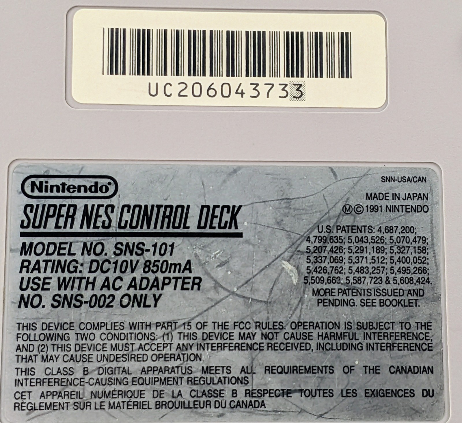 Super Nintendo Jr. SNES Mini Console SNS-101 OEM-Console Only W/ Cover ~Tested