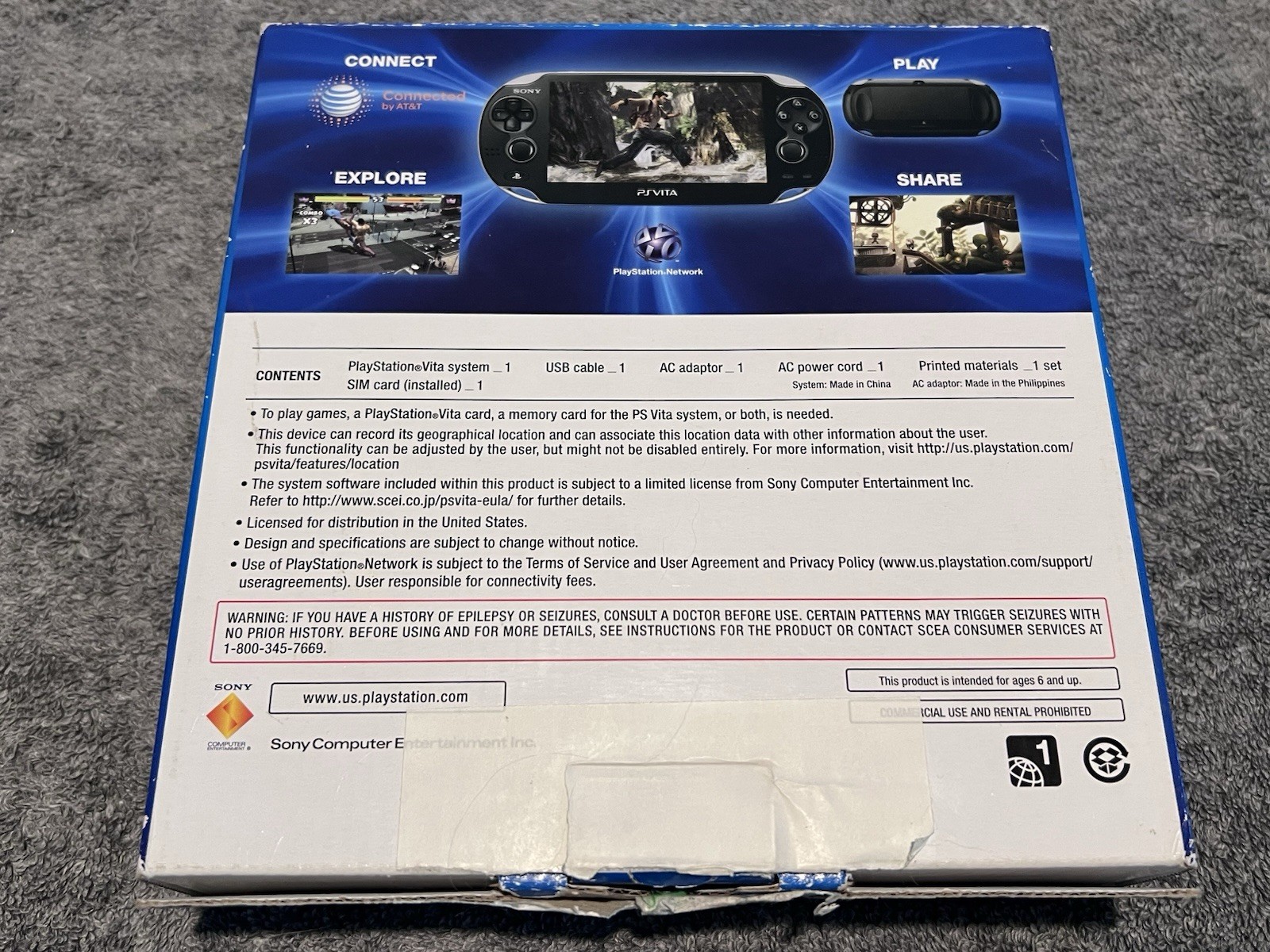 PlayStation Vita PCH-1101 COMPLETE IN BOX Manual Inserts Tested 4GB Memory Card