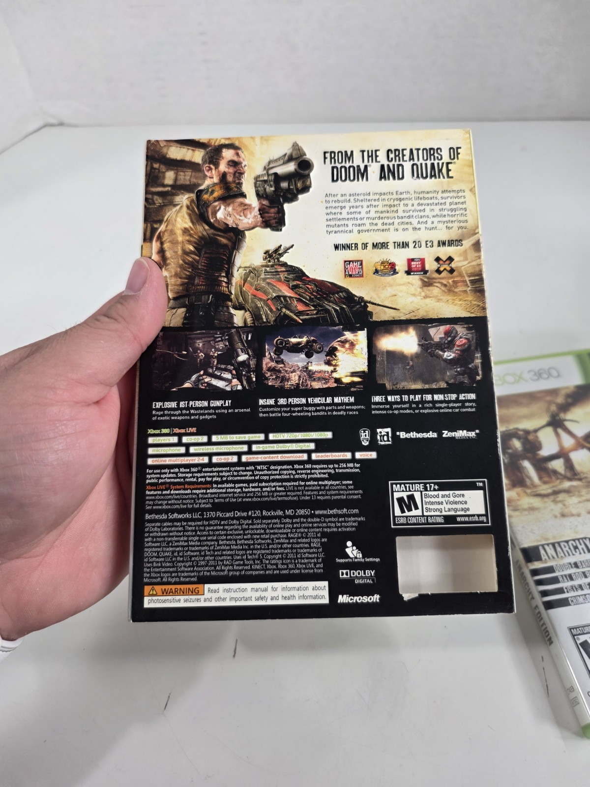 RAGE ANARCHY EDITION First Print w/ Slip Cover Xbox 360, 2011 RARE Sealed