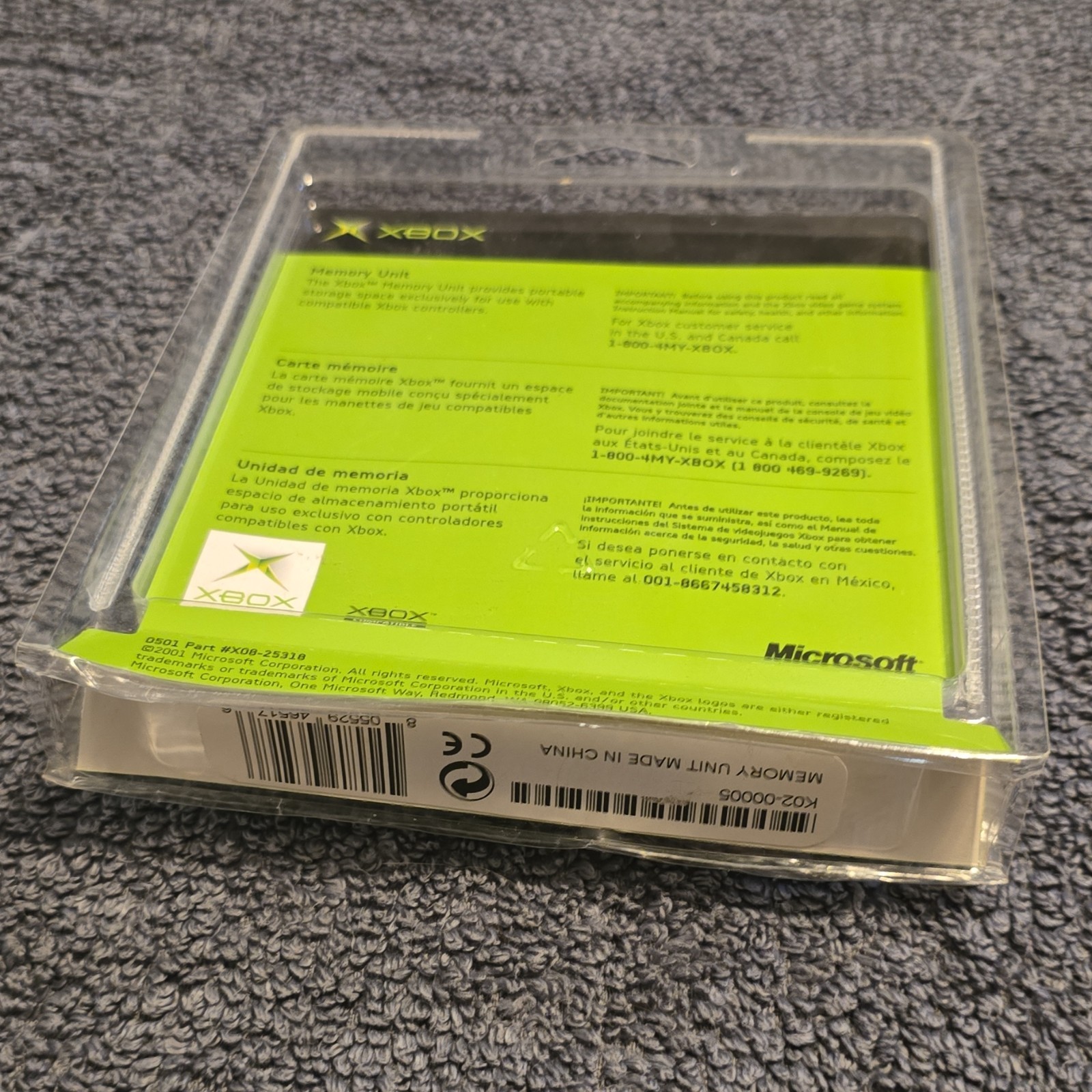 Microsoft Xbox Memory Unit Controller Attachment, Black/Green X08-25318 Unopened