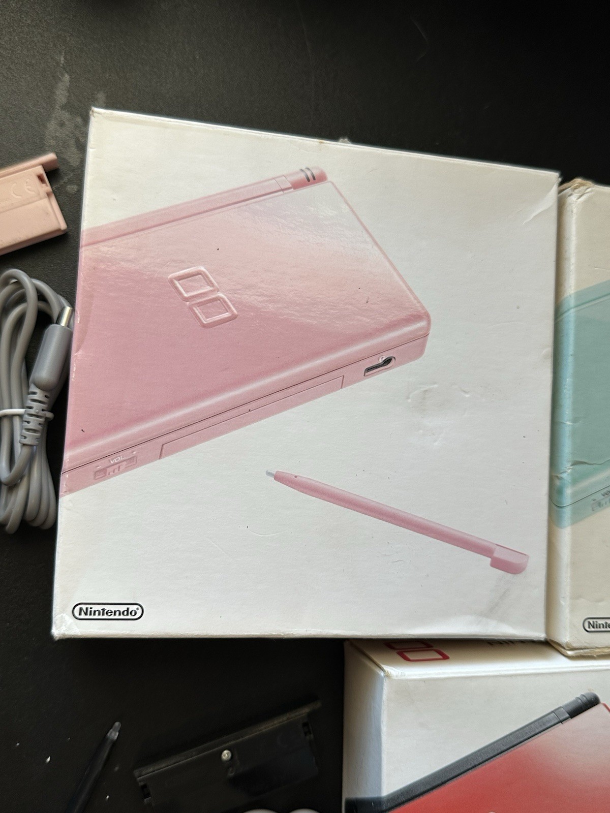 Lot 3 In Box Nintendo DS Lite Crimson Red Black Ice Blue Noble Coral Pink Works