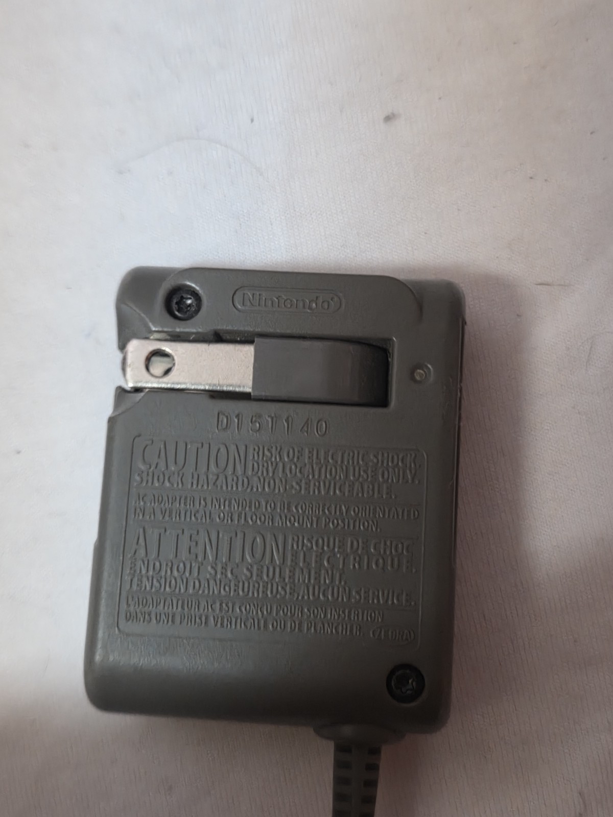 Oem Nintendo AC Adapter Power Cord USG-002 D151140. Grey. Tested Working