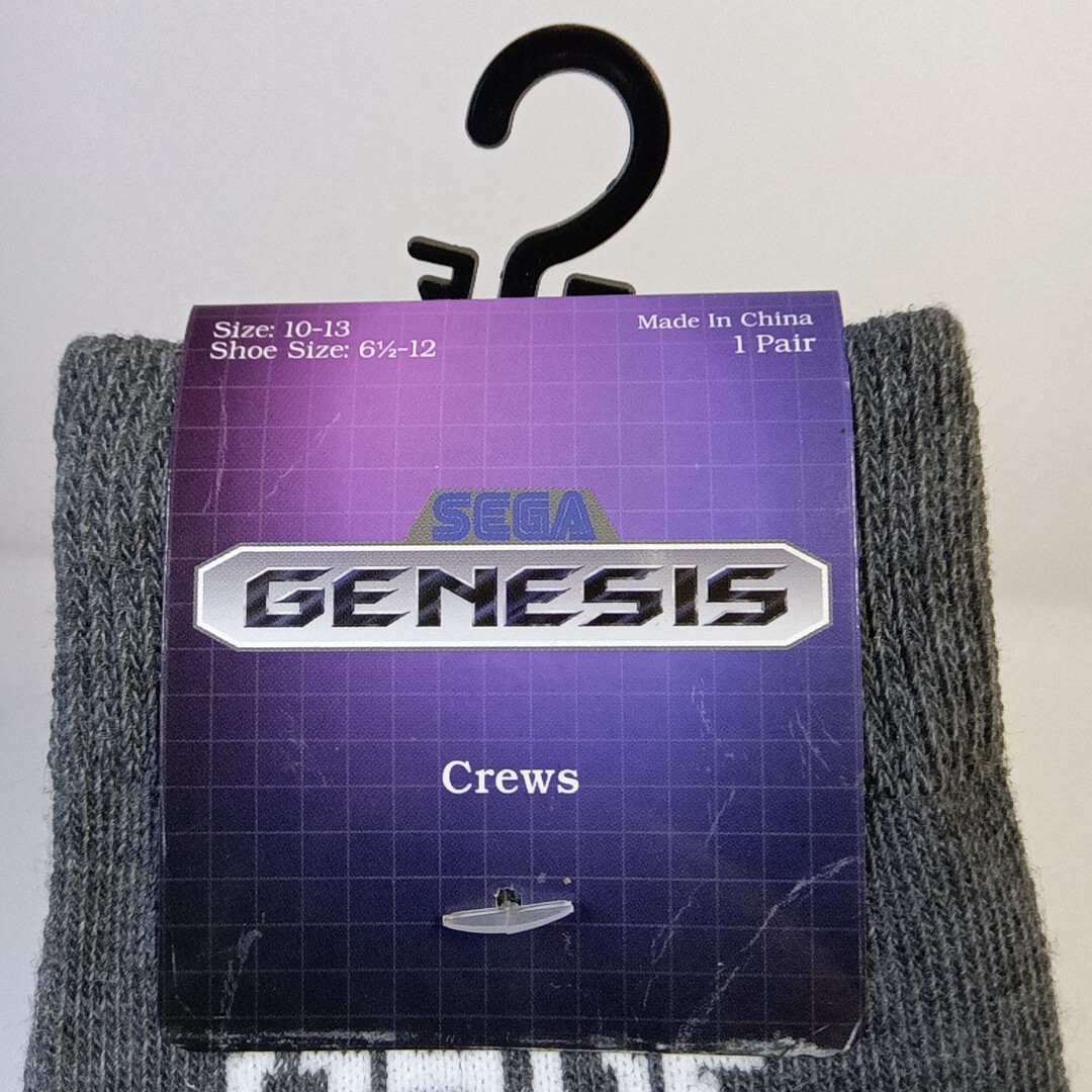 New Sega Genesis Gray And Black Game Over Controller Crew Socks Sizes 6-12 Mens