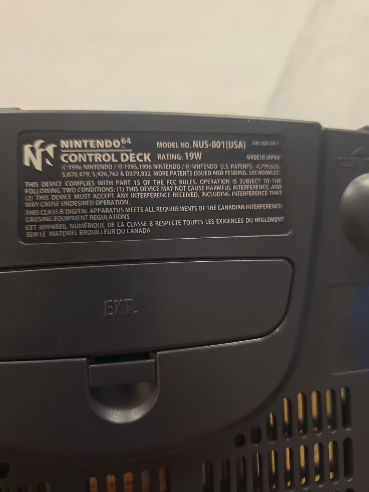 Nintendo N64 Console Only For Parts Or Repair- Powers On No Video