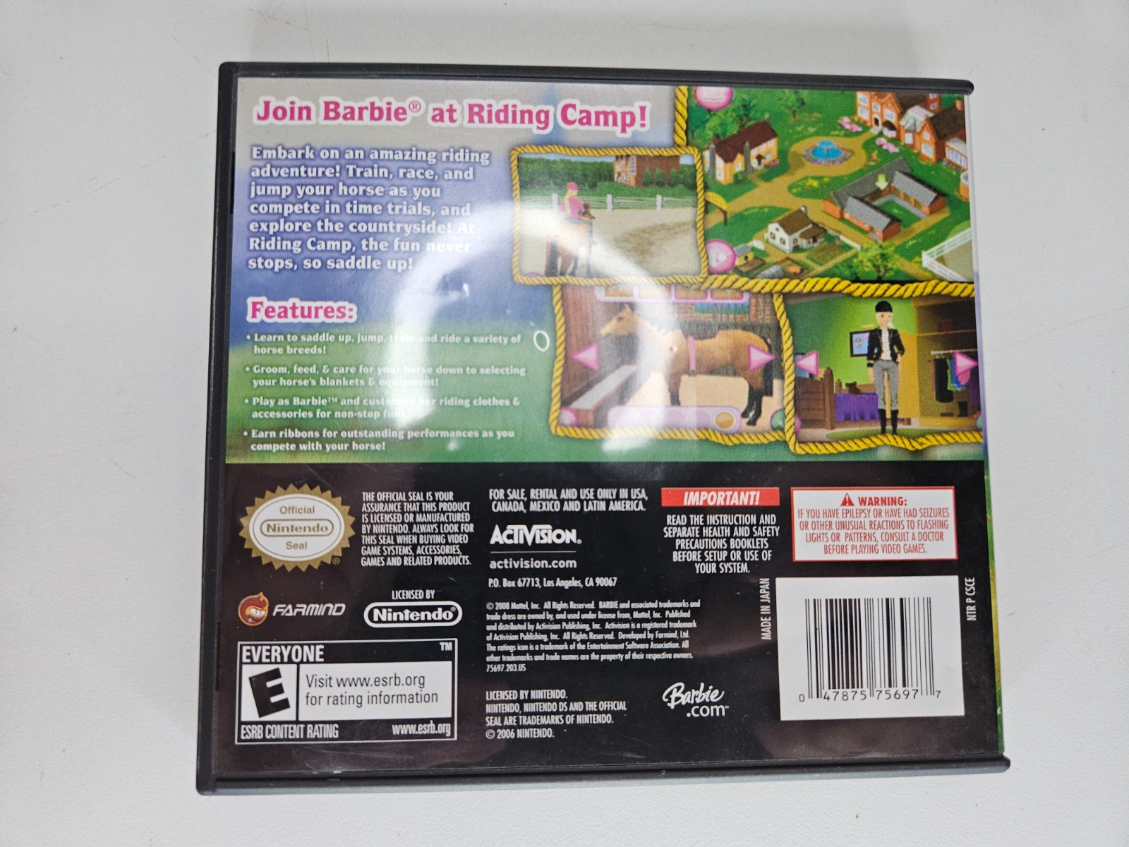 Barbie Horse Adventures Riding Camp for Nintendo DS 2DS 3DS Case & Manual Only