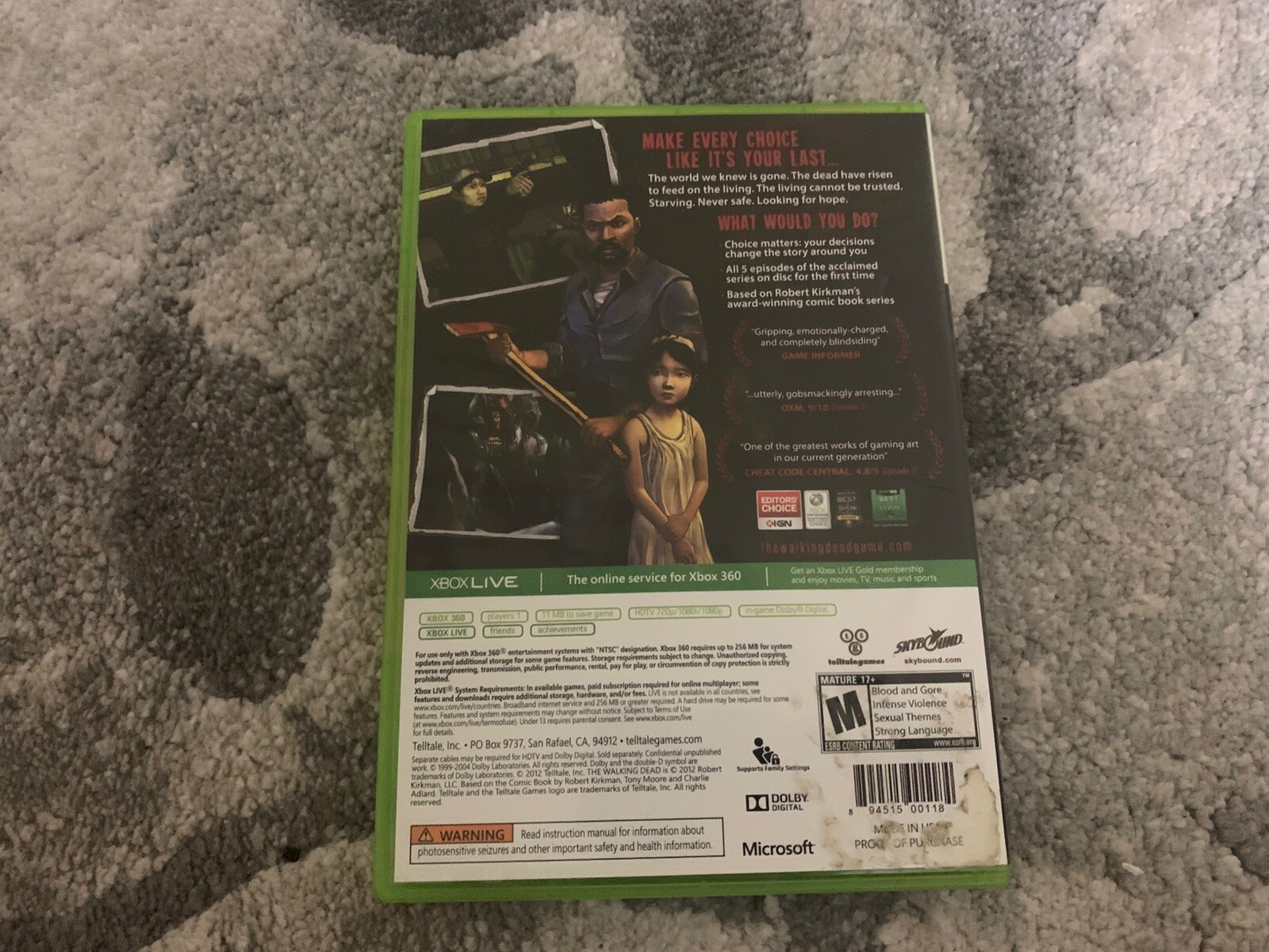 The Walking Dead: A Telltale Games Series (Microsoft Xbox 360, 2012) CIB Tested