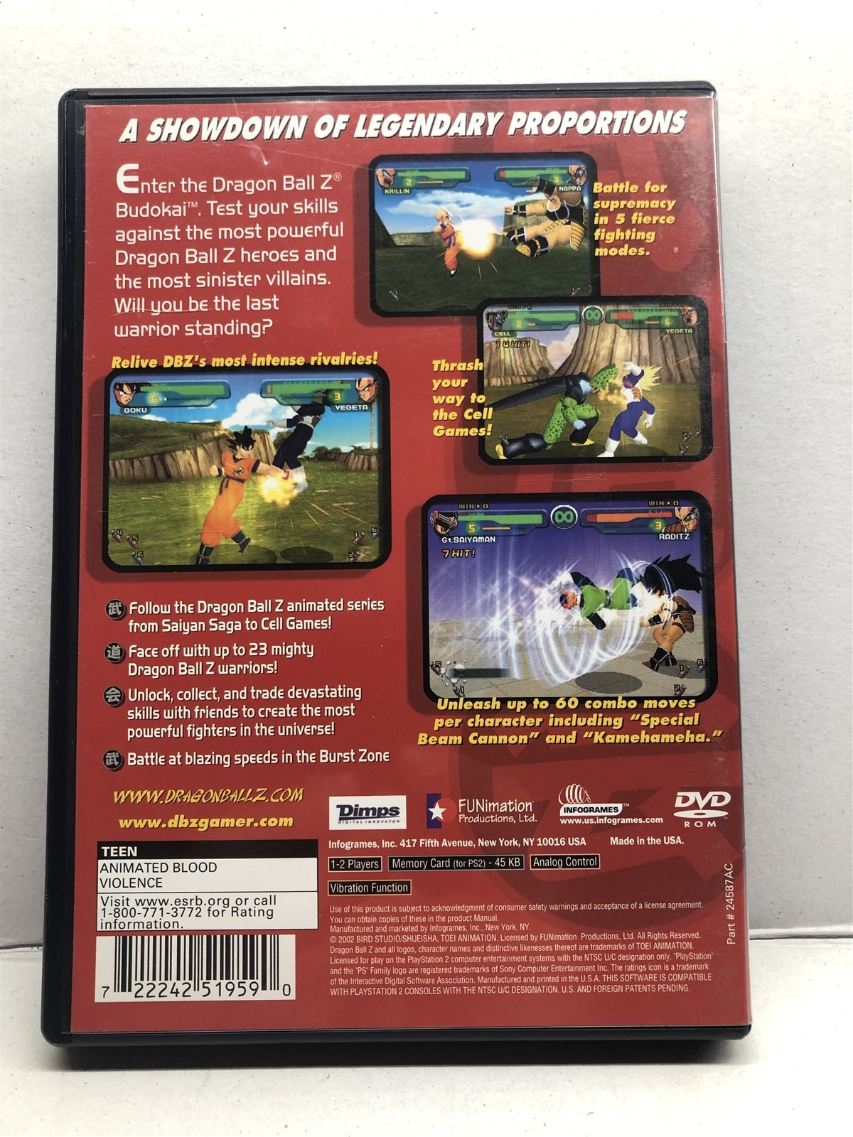 Dragon Ball Z: Budokai (PlayStation 2, 2002) Complete Tested Working – Free Ship