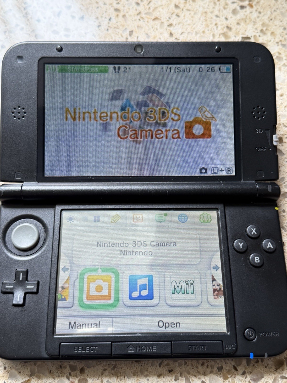 Nintendo 3DS XL (Metallic Blue) with Charger, New Super Mario Bros. 2 Tested