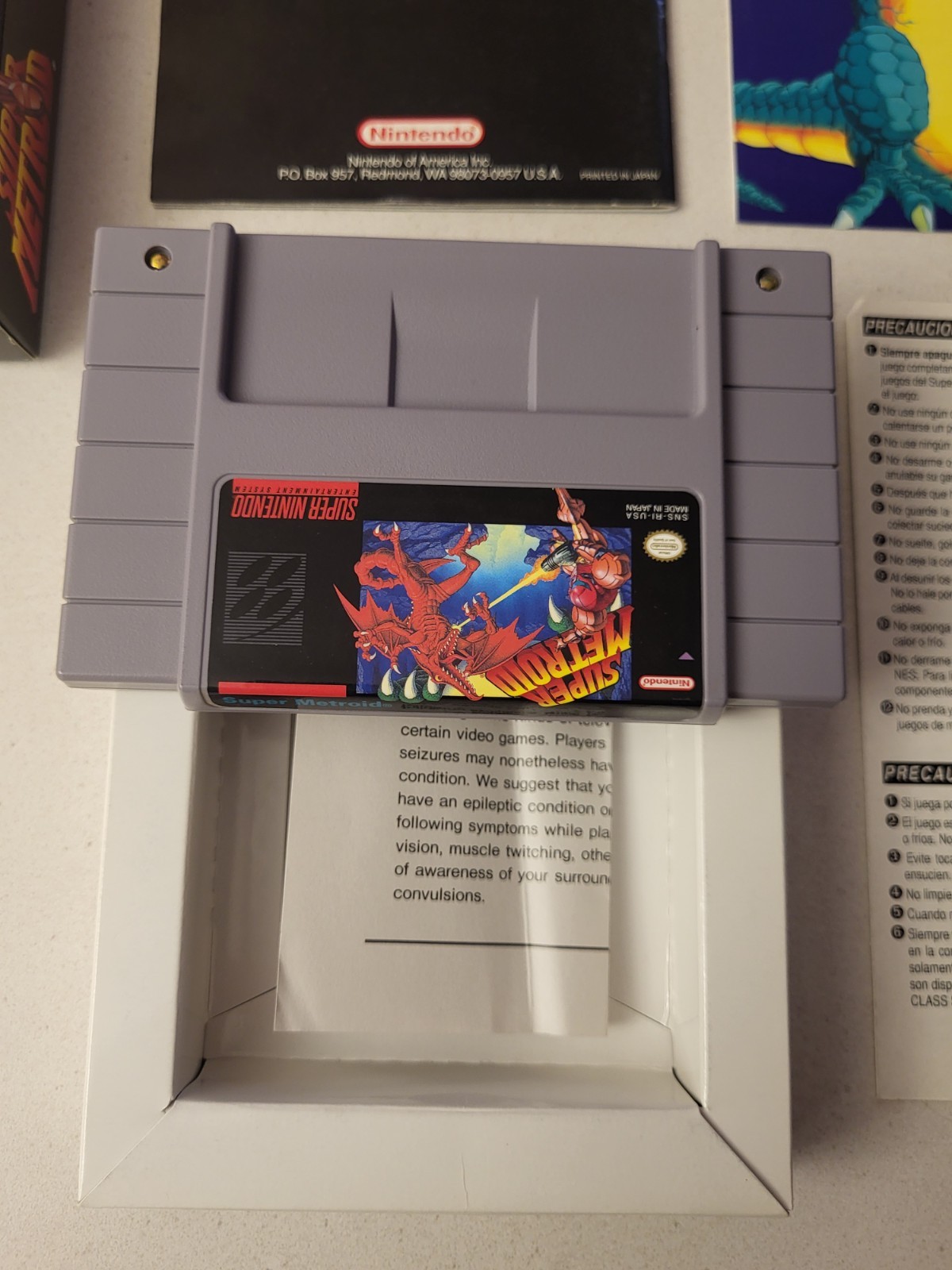 Super Metroid SNES CIB Complete SNS-RI-USA Manual All Inserts VG+