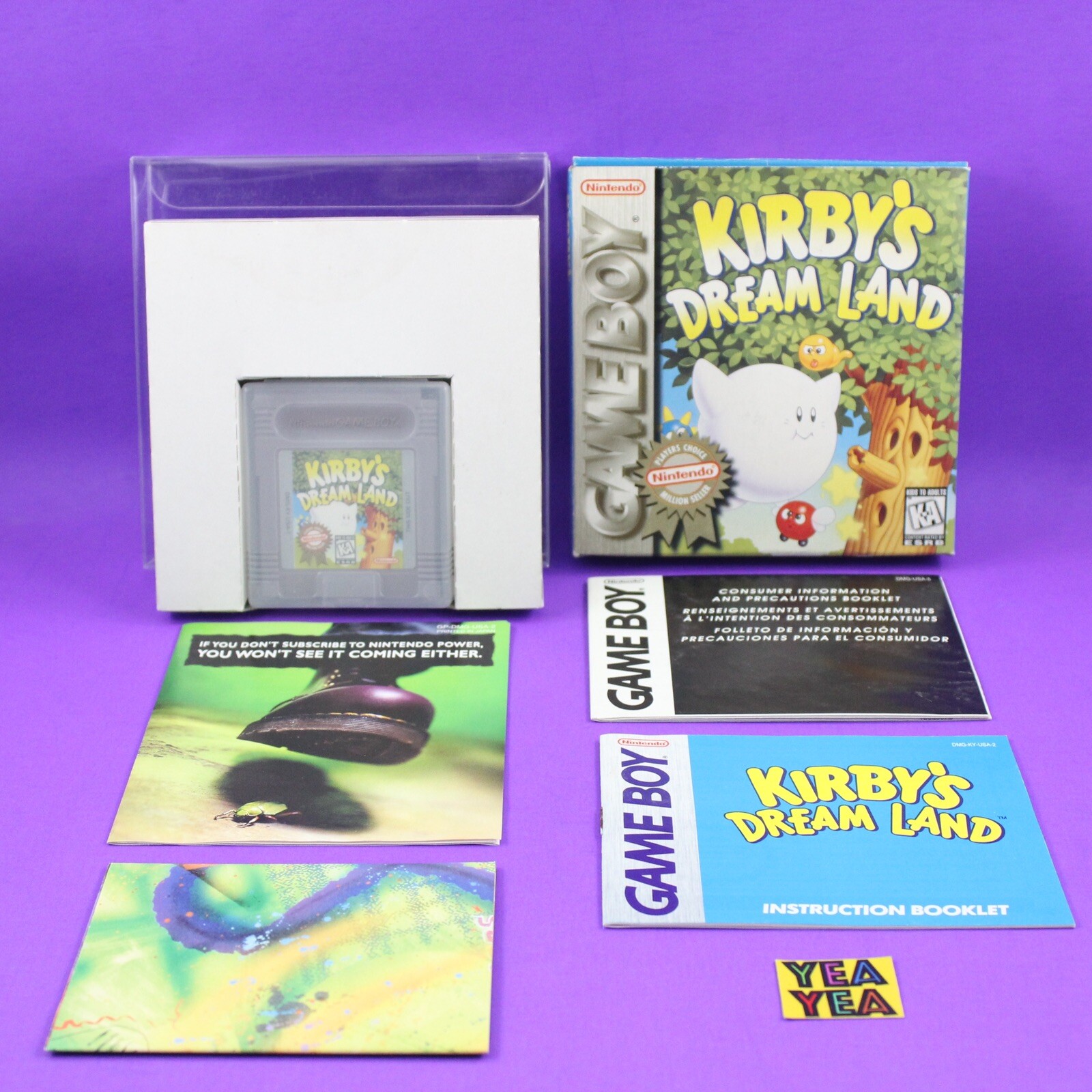 Kirby’s Dream Land Nintendo Game Boy Players Choice Complete CIB W/ Protector