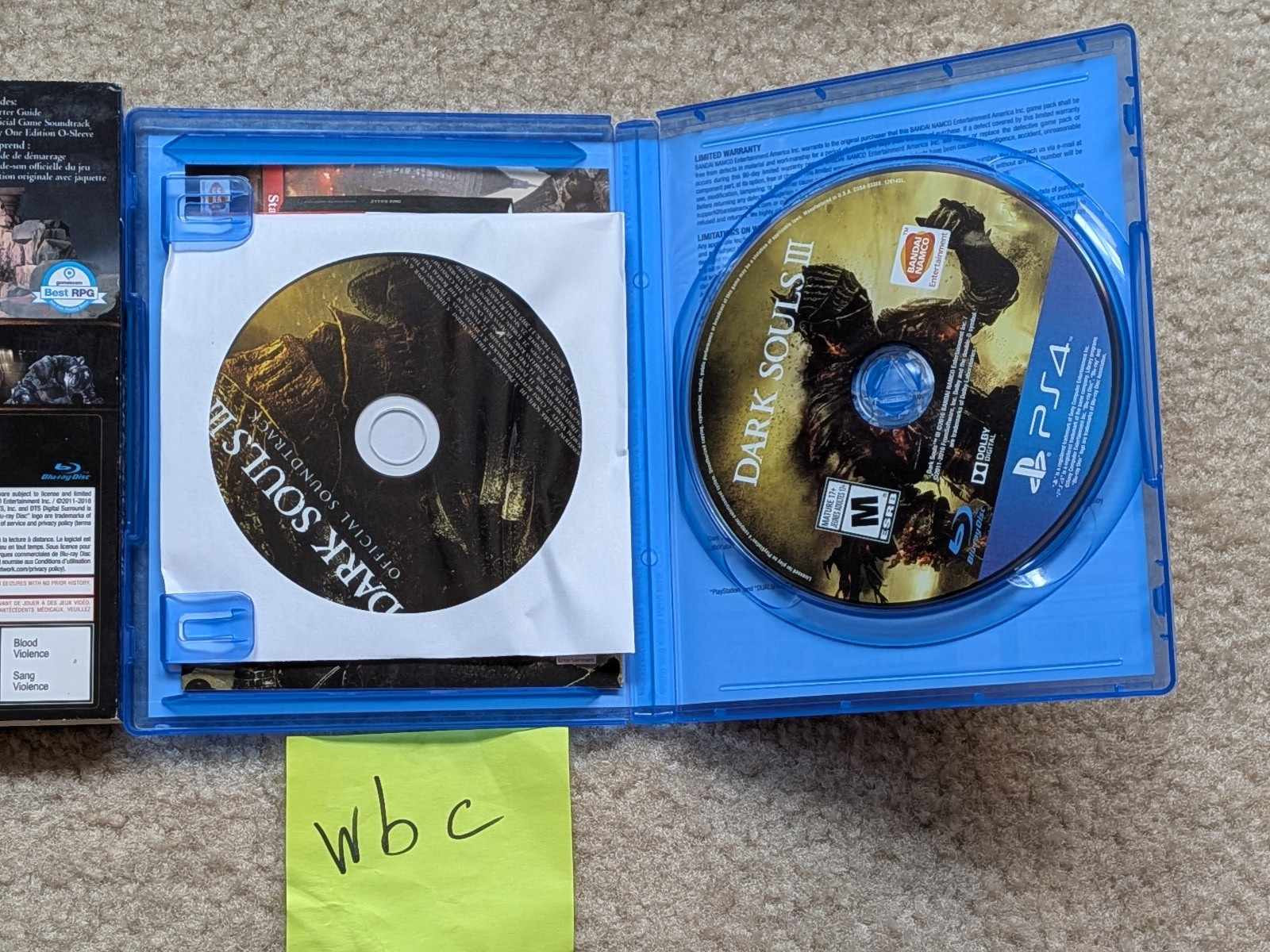 Dark Souls III: Day One Edition (Sony PlayStation 4, 2016) CIB with soundtrack