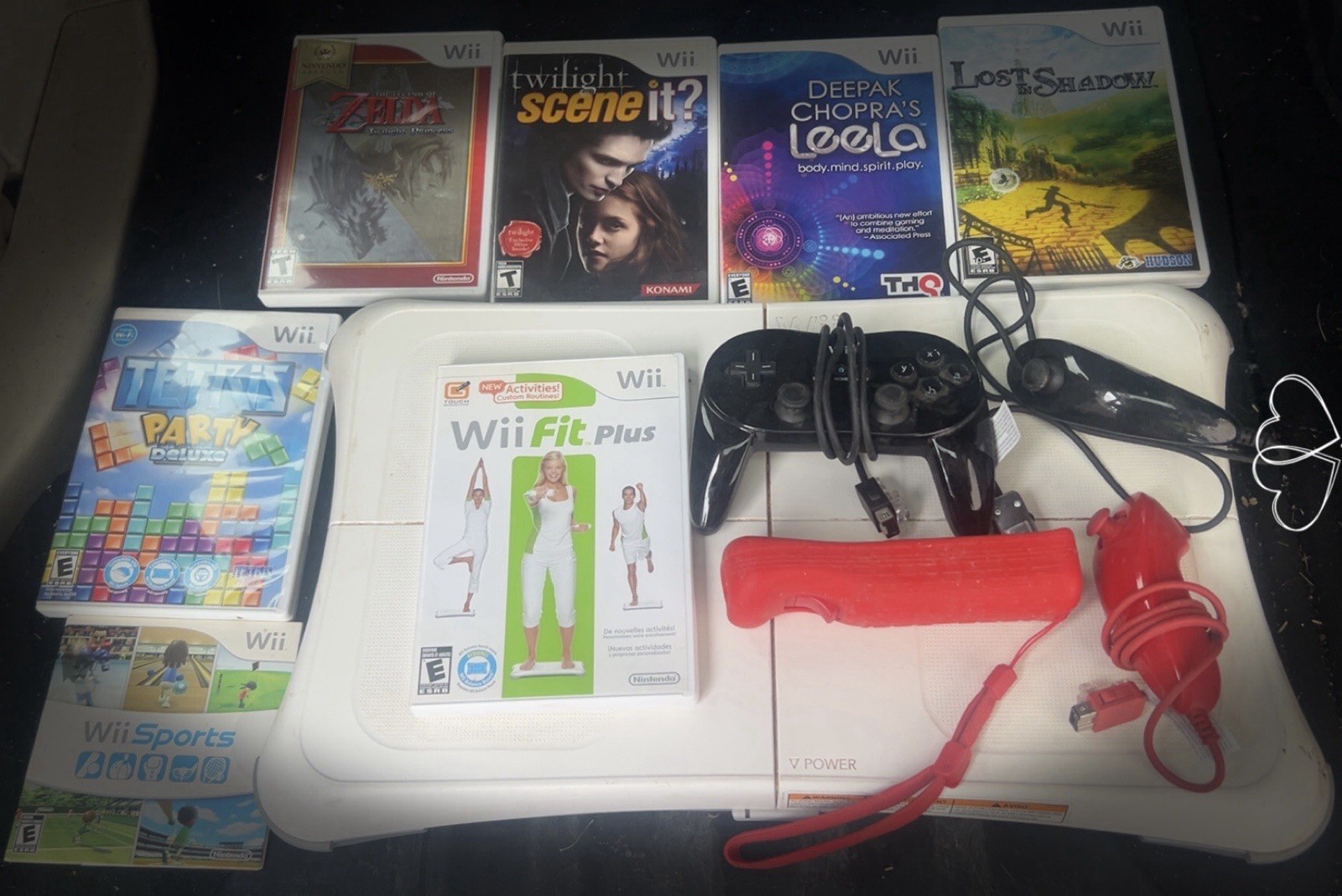 Nintendo Wii Mixed Lot w/ Balance Board, Wii Fit Plus, Wii Sports, Tetris