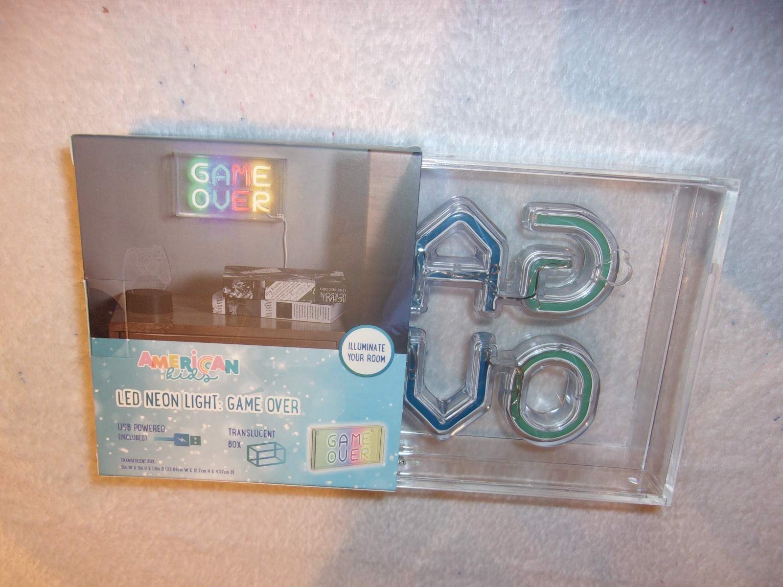“GAME OVER” LED Neon Light / Clear Translucent Box USB Powered 9″x 5″x 1.8″ New