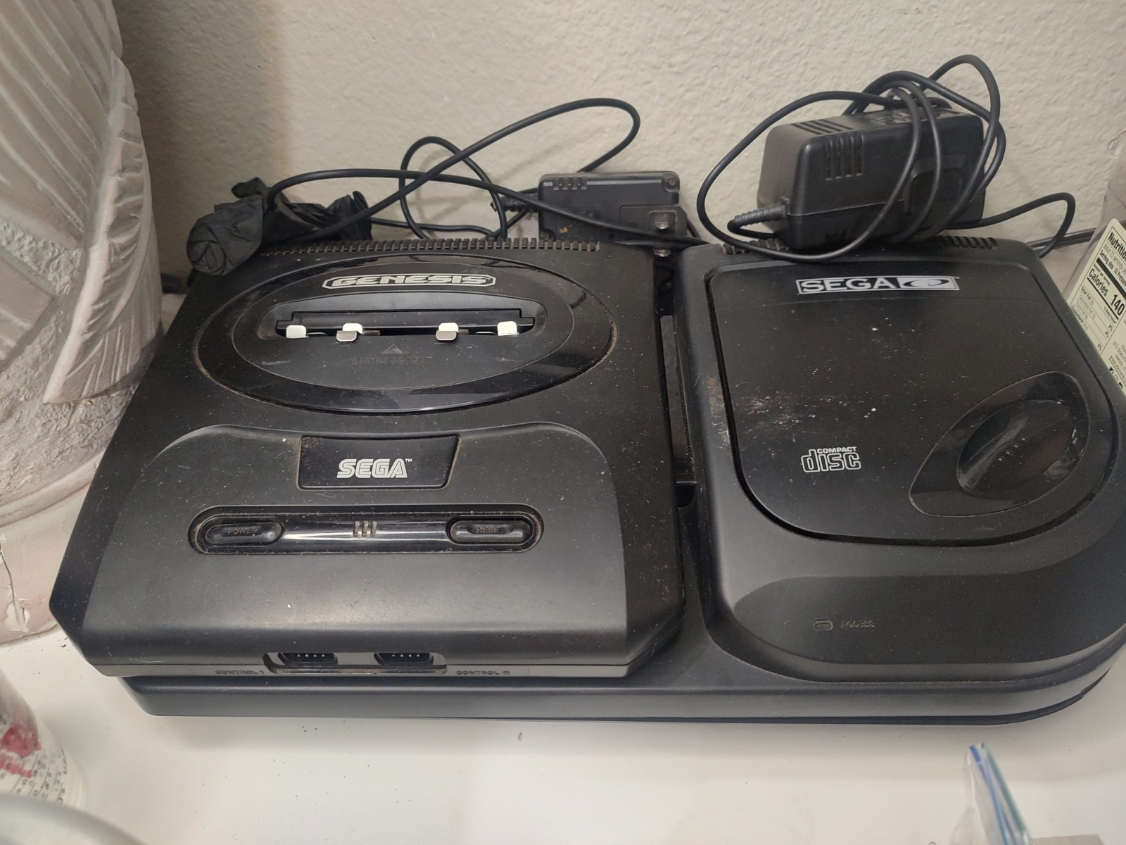 SEGA Sega Genesis Console w/ Sega CD Attachment & Power Cords NTSC-U/C