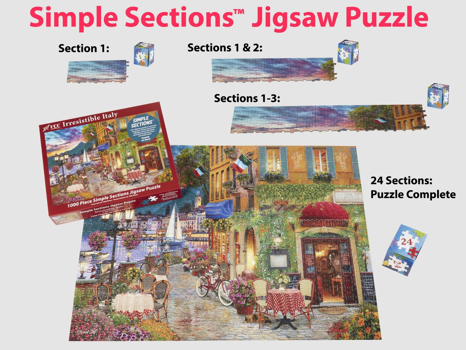 Jigsaw Puzzle 1000 Pieces Irresistible Italy 24 Simple Sections – Relaxing