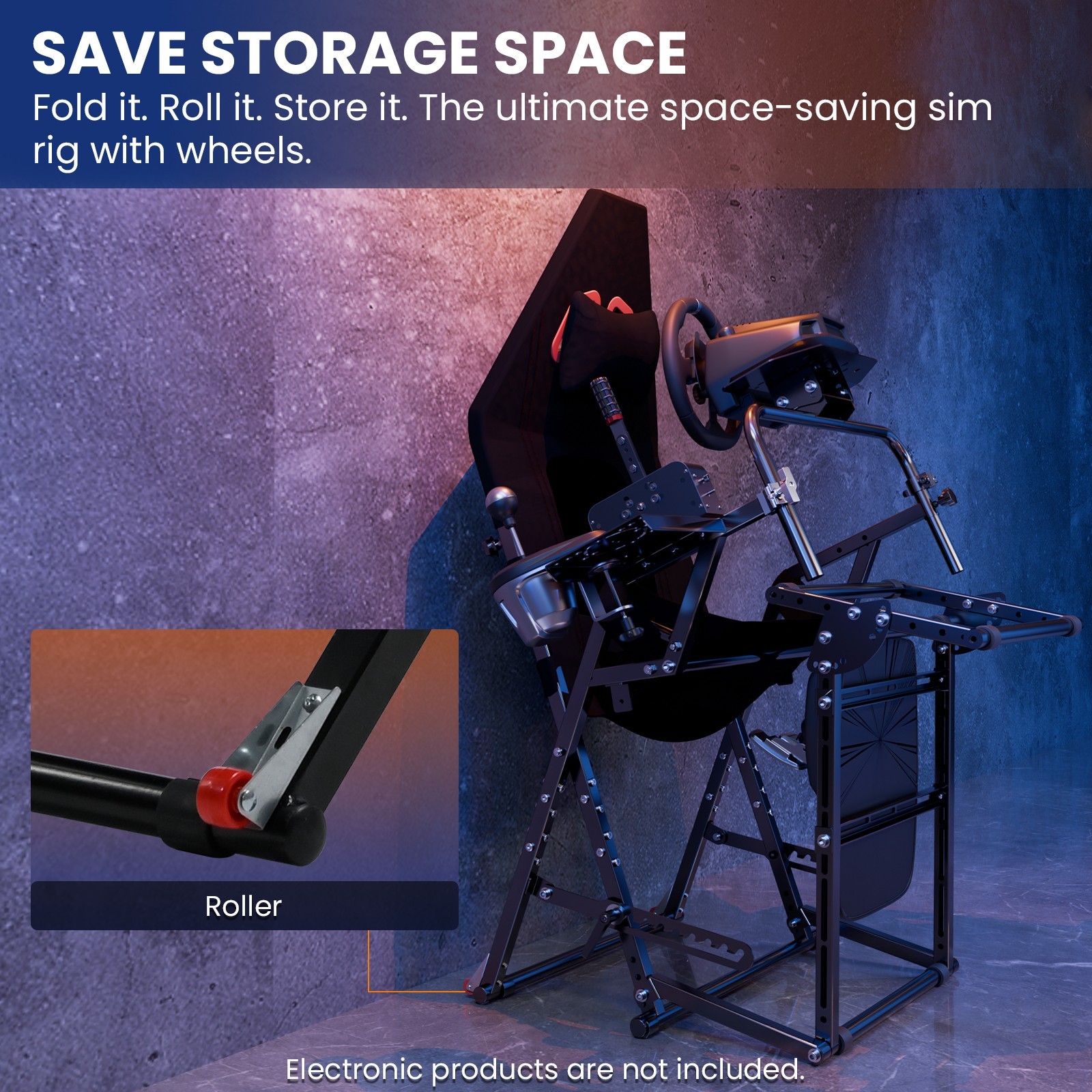 Minneer Foldable Racing Simulator Cockpit Fit Logitech G29 G923 Thrustmaster