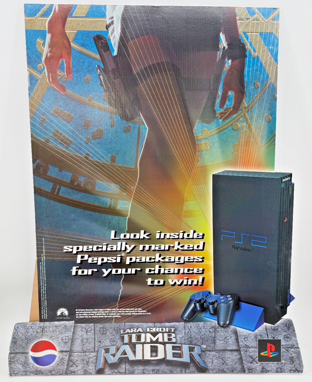 PS2 PlayStation 2 Lara Croft Tomb Raider Angelina Jolie Life Size Standee NOS