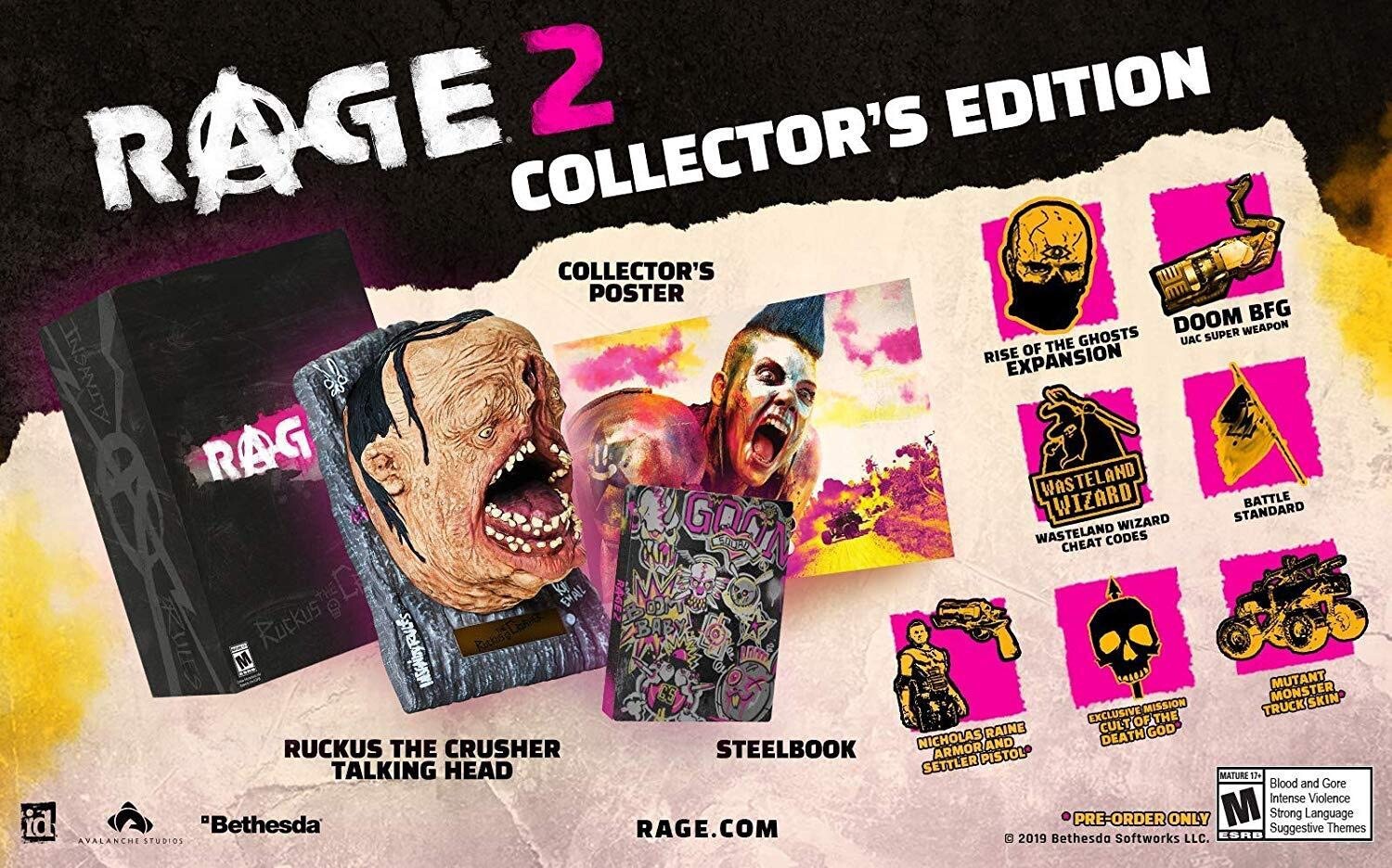 Ruckus The Crusher Head Figure Rage 2 Collector Edition XBOX ONE
