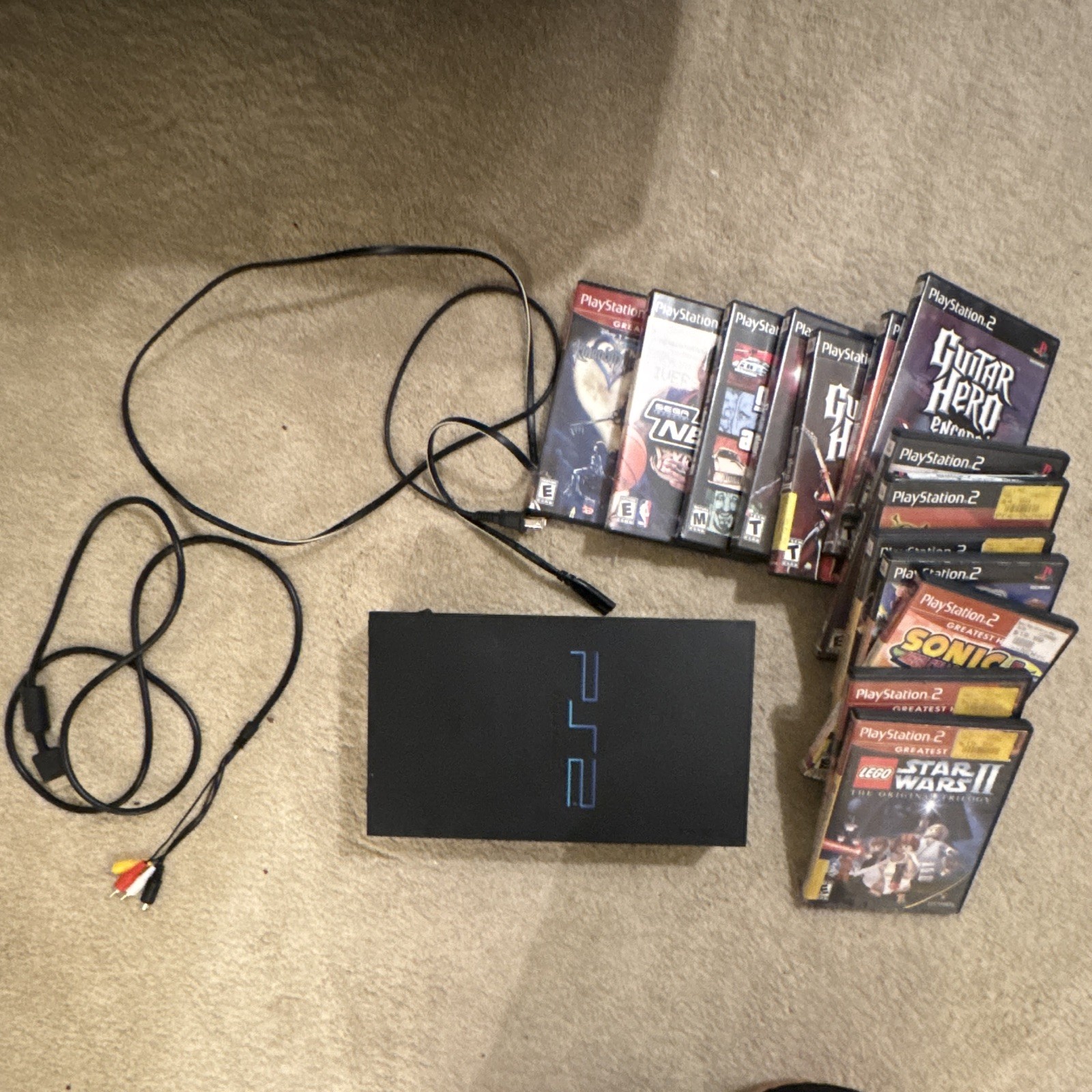Sony PlayStation 2 PS2 SCPH-30001 Console w/ A/V Cable + Games Lot (GTA)