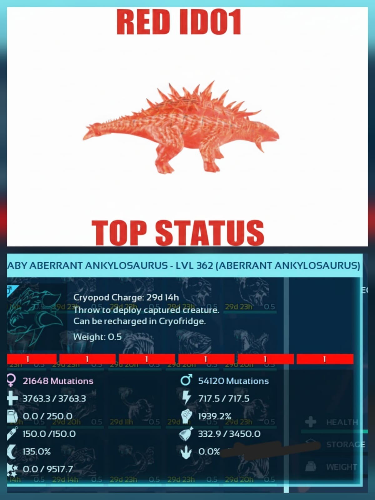 Aberrant Anky Top Status Baby Ark Ascended Pve OfficiaL-Asa-Colors PC/XBOX/PS5