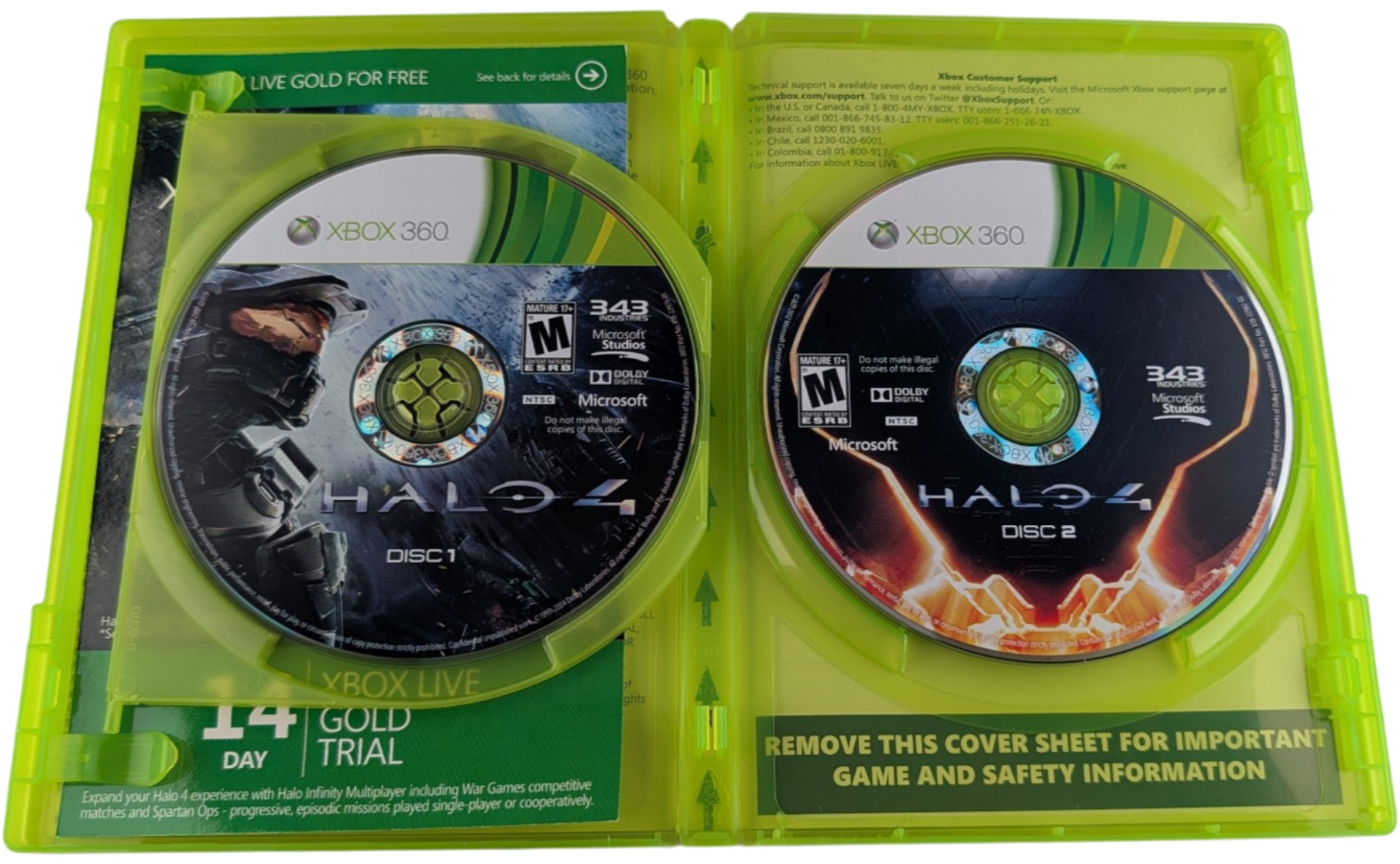 Halo 4 Xbox 360 2 Disc Set With Case NTSC 2012 Microsoft HND-00040
