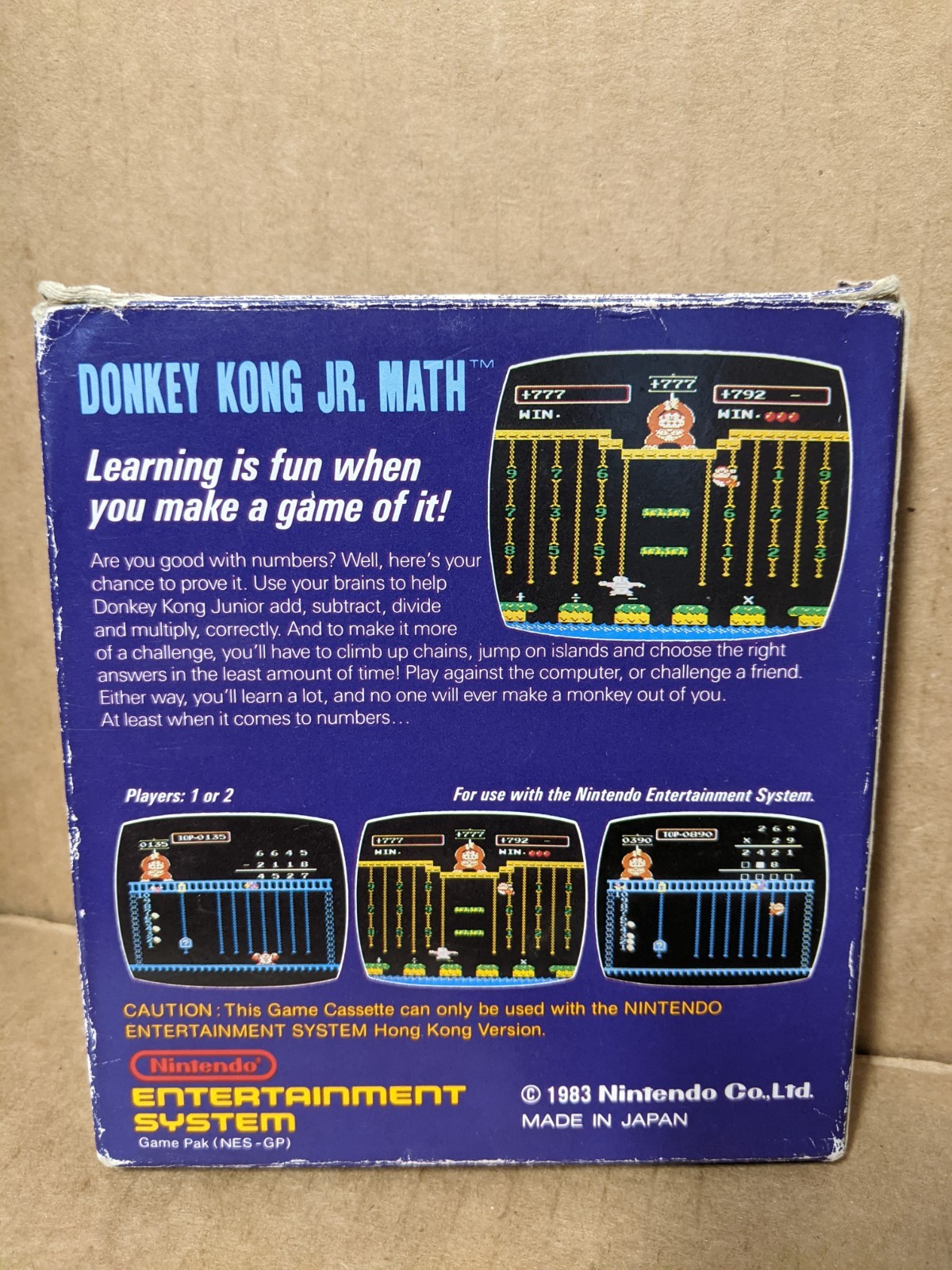 Donkey Kong Jr. Math Hong Kong Version for Nintendo NES