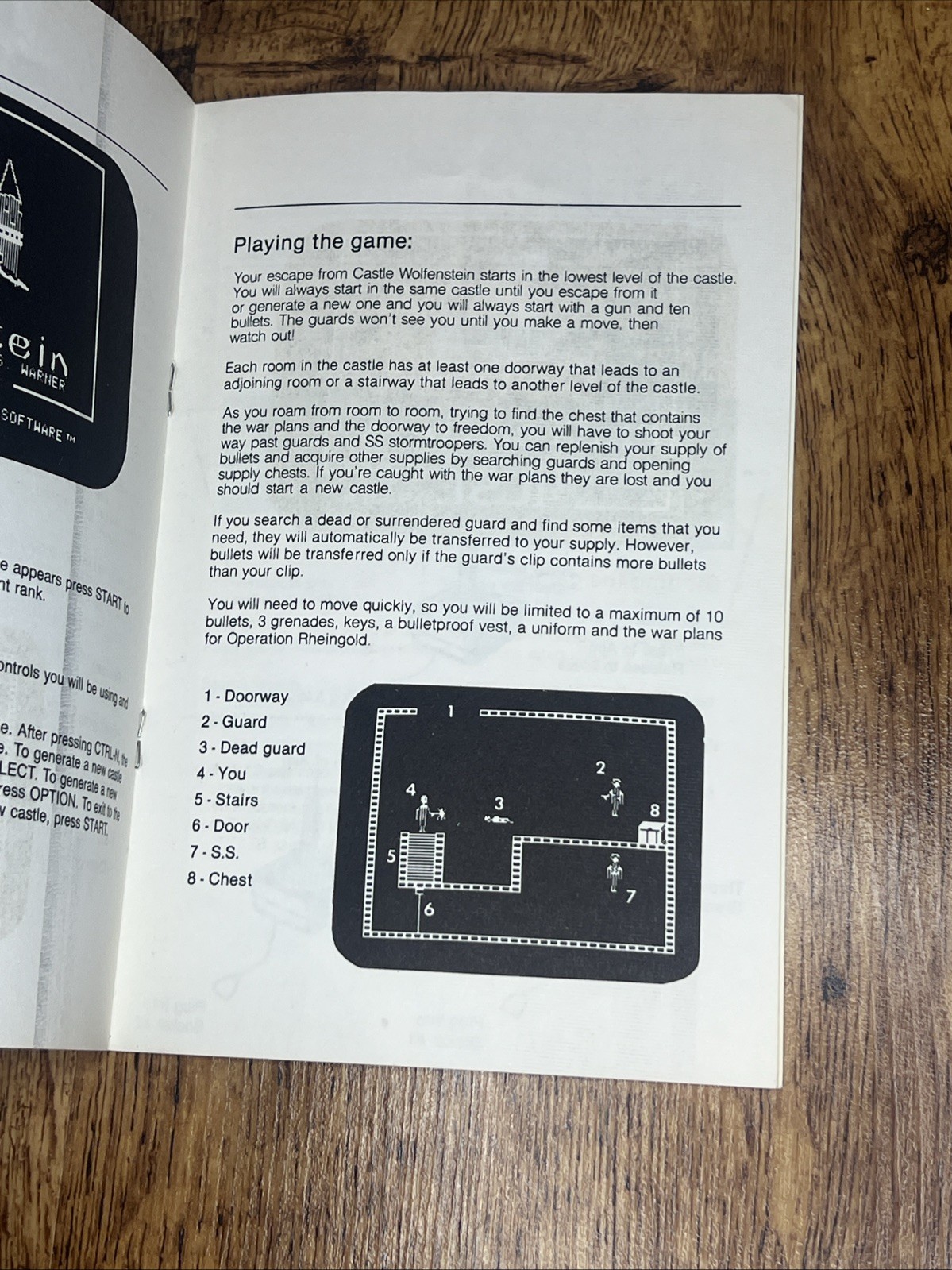 Vintage 1983 Muse Software Castle Wolfenstein For Atari 400-800 MANUAL ONLY VG