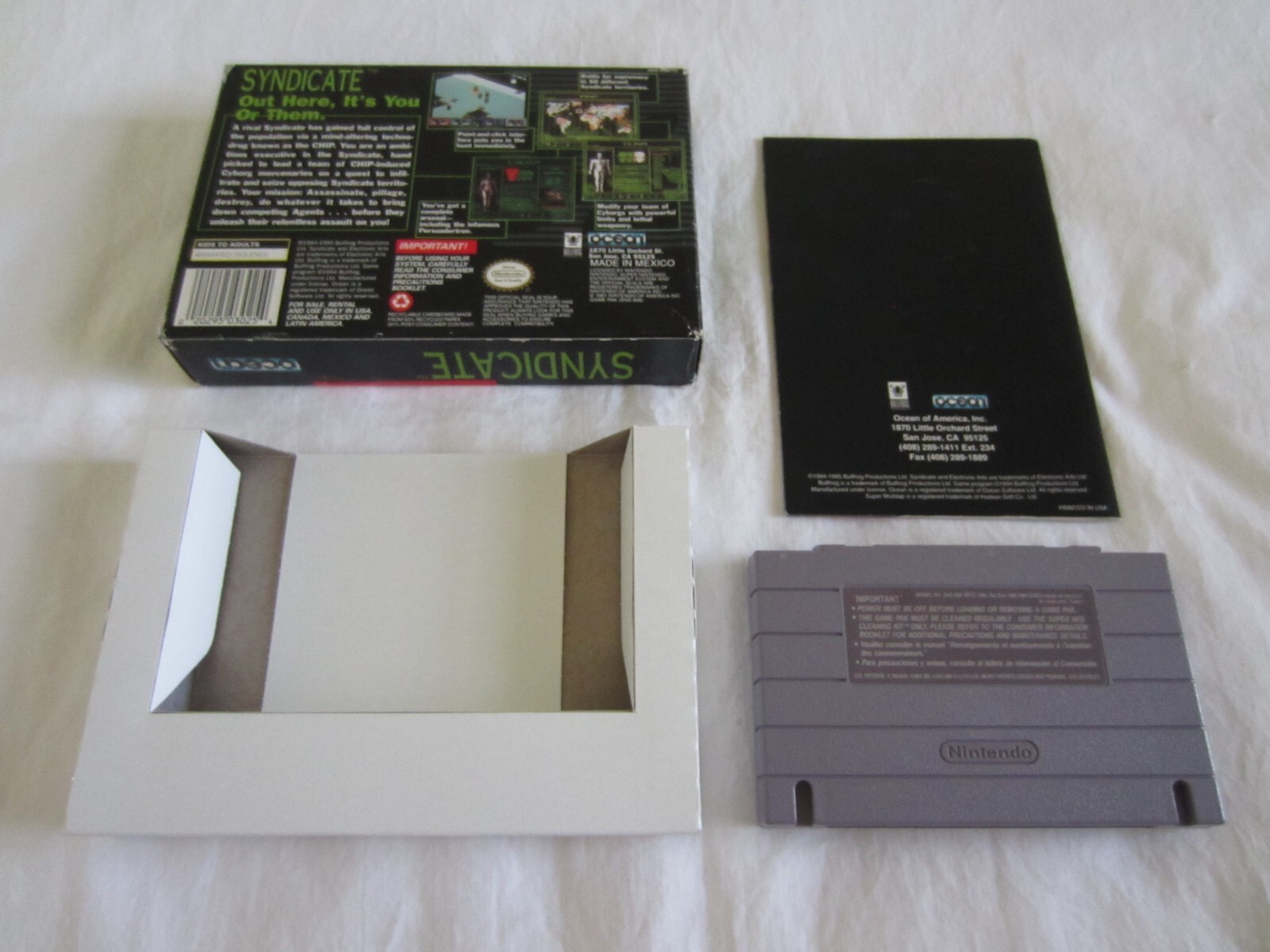 Syndicate (SNES) Super Nintendo CIB Complete Box Ocean 1995 RARE