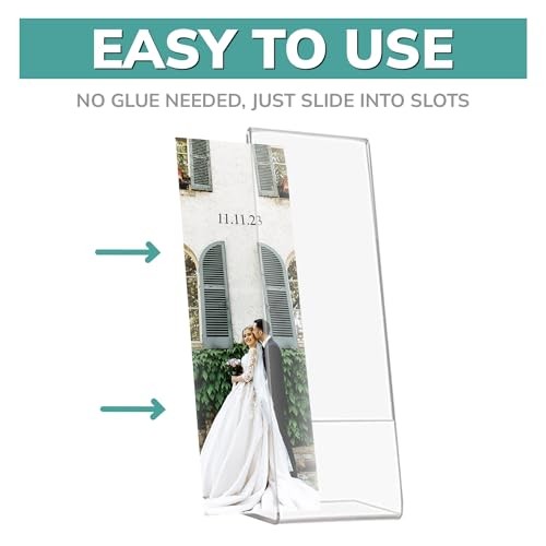 2×6 Acrylic Sign Holder | 2 x 6 Vertical Stand Up Slanted Sign 100 Clear