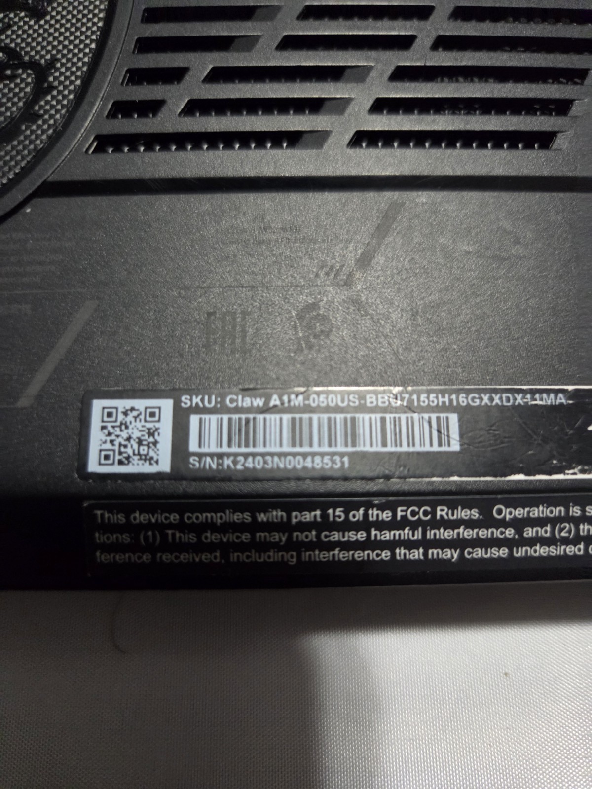 MSI Claw A1M Black Handheld Gaming PC 1TB SSD Windows FHD Wi-Fi Bluetooth