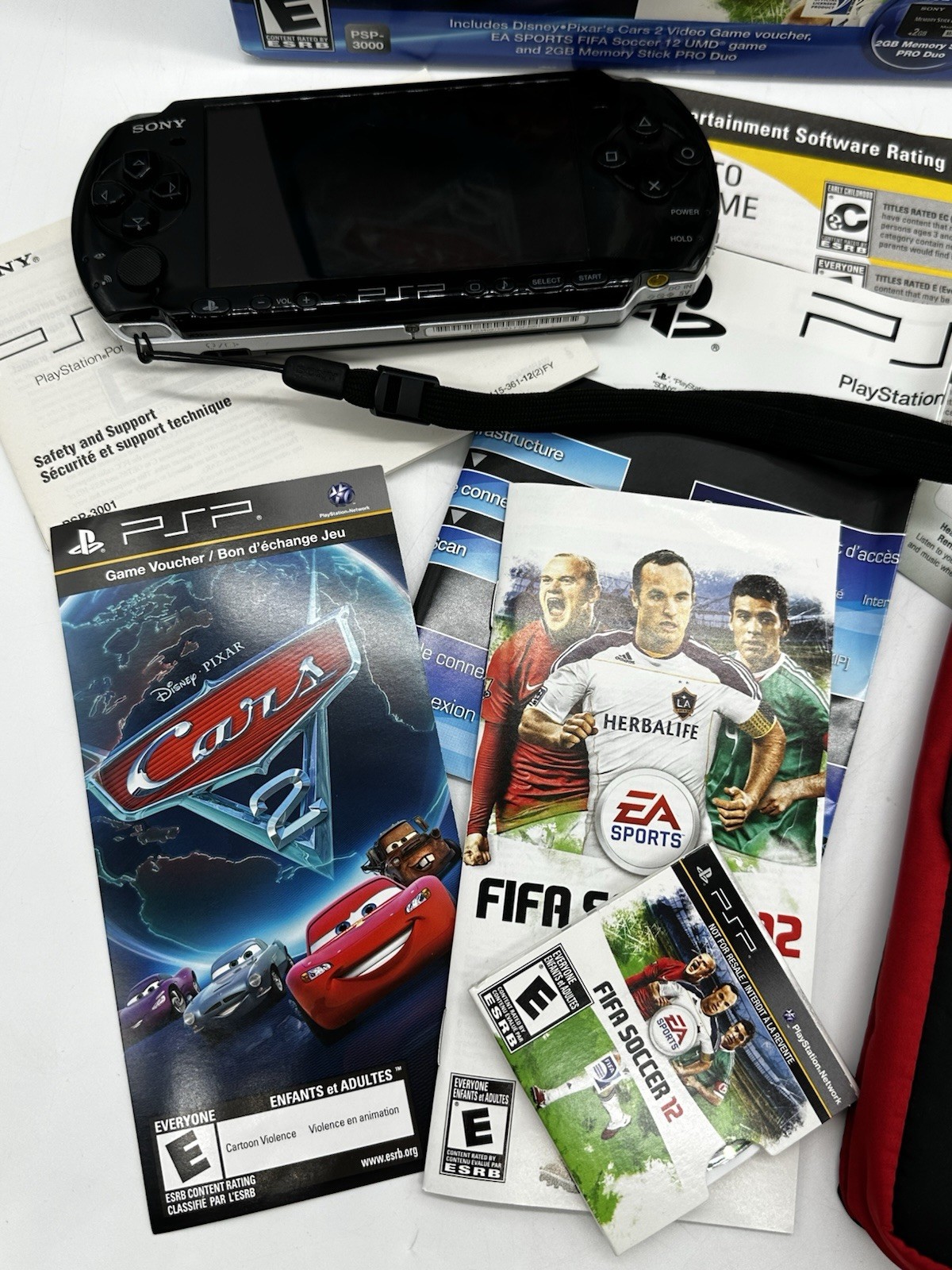 Sony PlayStation Portable PSP 3000 Handheld + Cars Fifa 12 Bundle In Box RARE