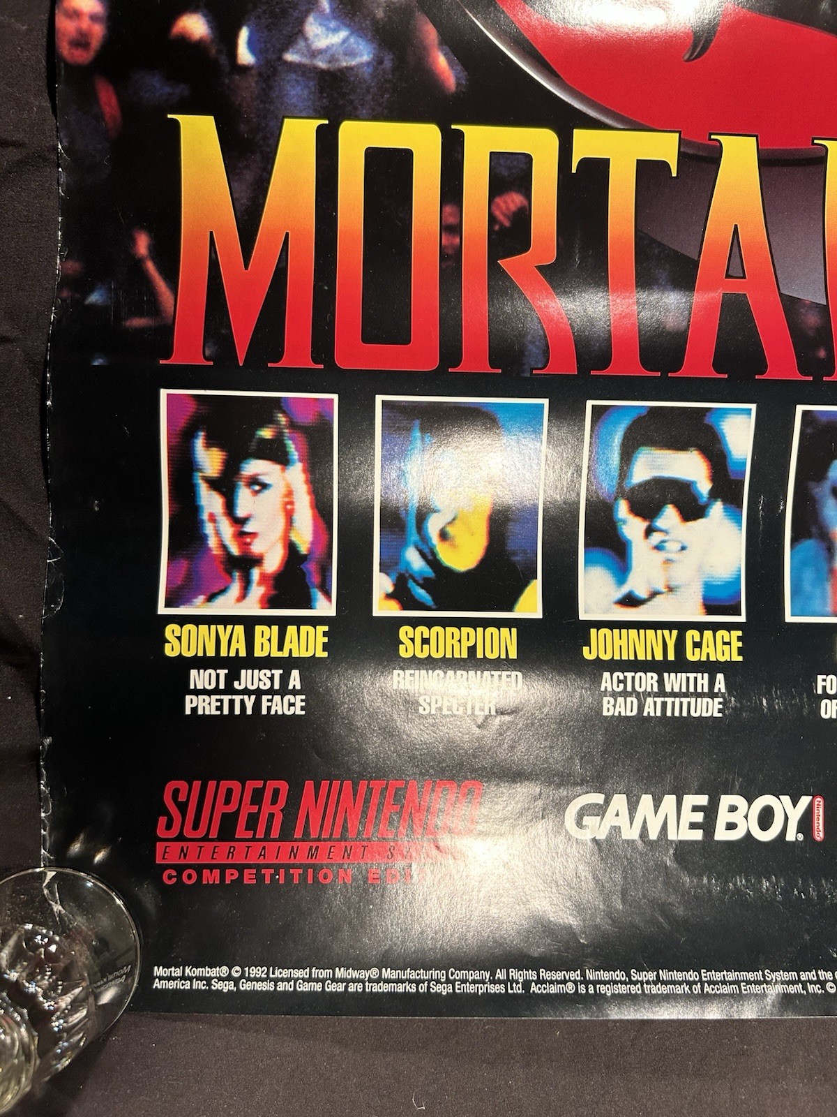 Mortal Kombat 1993 Rare Store Promo Poster Akklaim! SNES SEGA GAMEBOY!