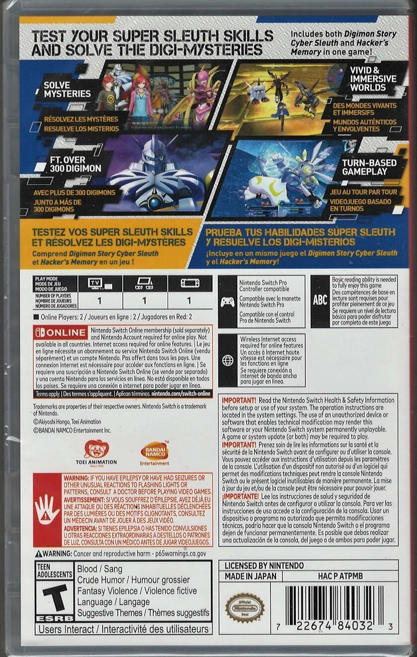 Digimon Story Cyber Sleuth: Complete Edition NSW (Brand New Factory Sealed US Ve