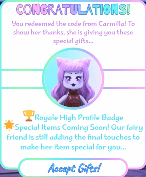 Royale High Mystery Friend Carmilla [ Discontinued ] CODE! – Info in Description