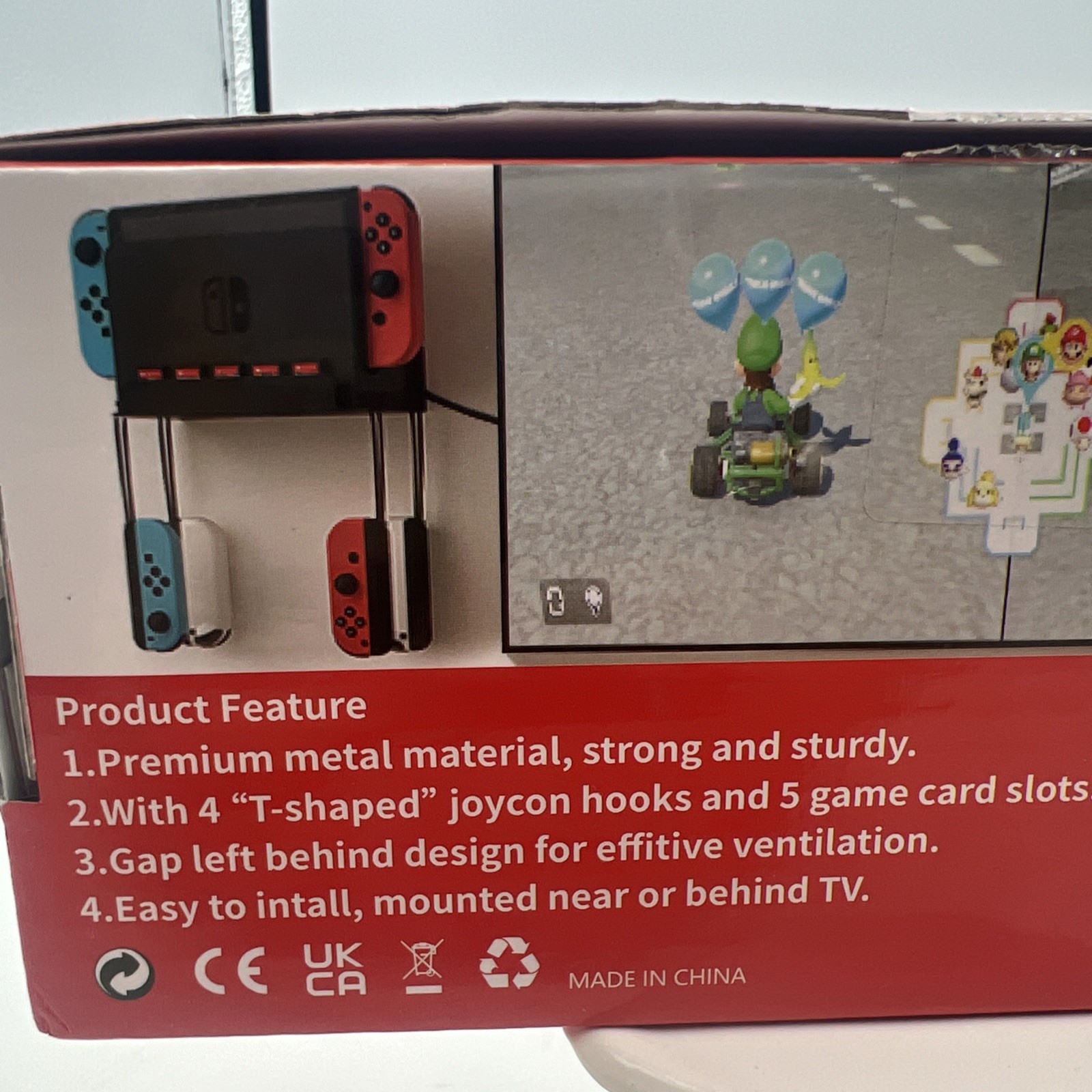 Wall Mount For Nintendo Switch OLED with 5 Game Card Holder and 4 Joy Con Hanger