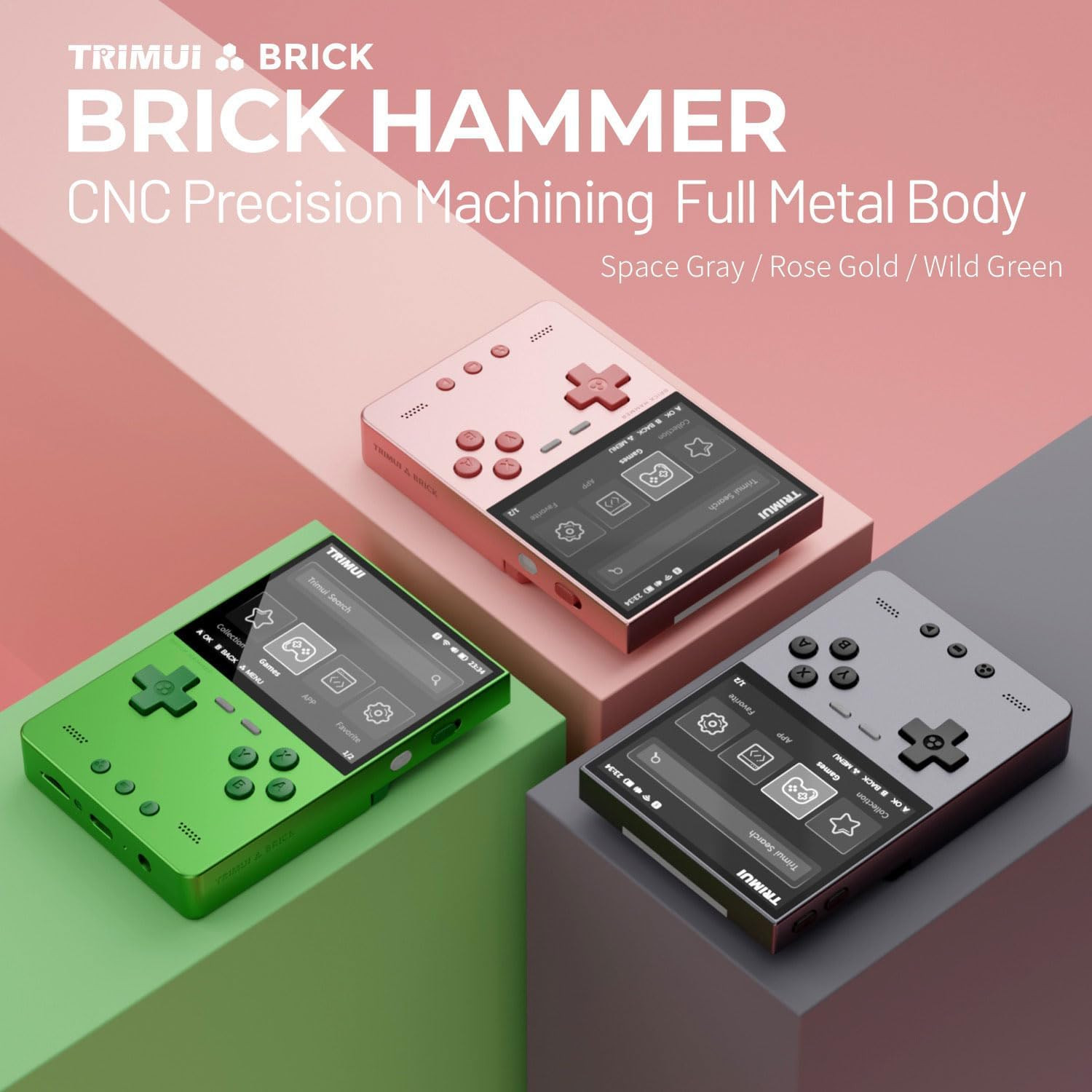 Trimui Brick Hammer Handheld Game Console with 3.2 Inch IPS Screen and 3000Mah B