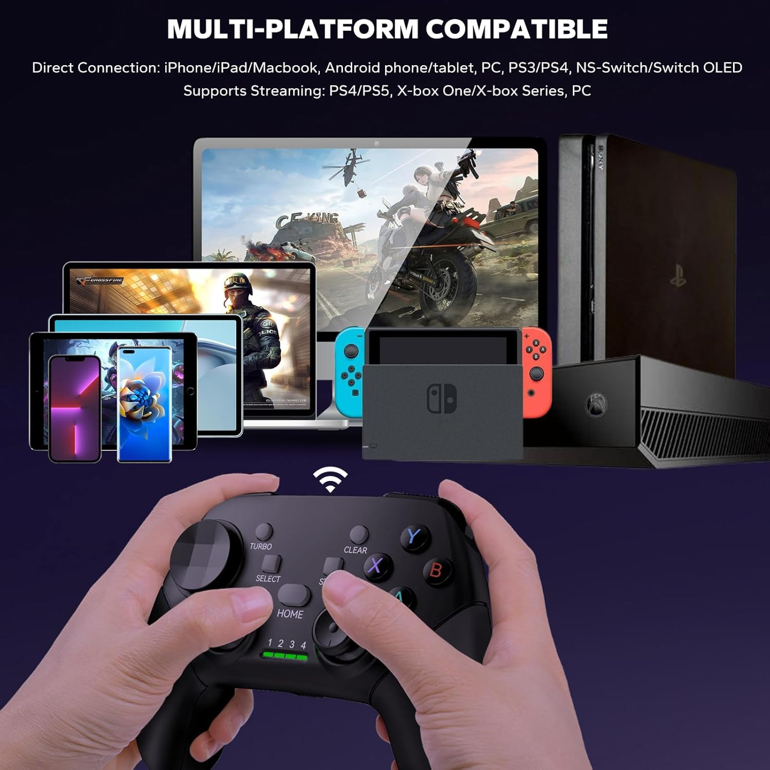 Wireless Mobile Gaming Controller Gamepad for Iphone/Android/Ipad/Pc/Switch/Ps4/