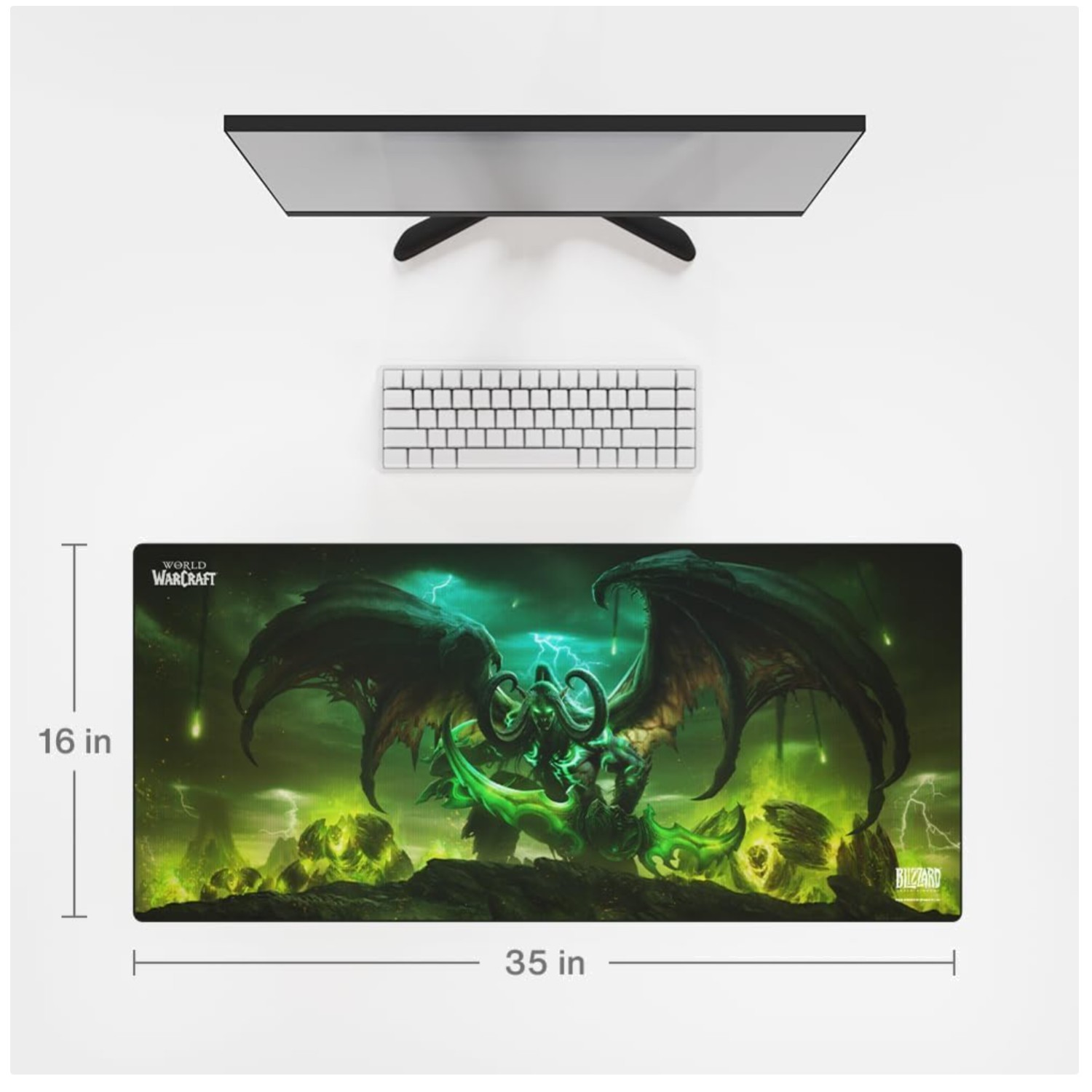 WoW Illidan Gaming Mousepad 35×16 – Durable & Washable