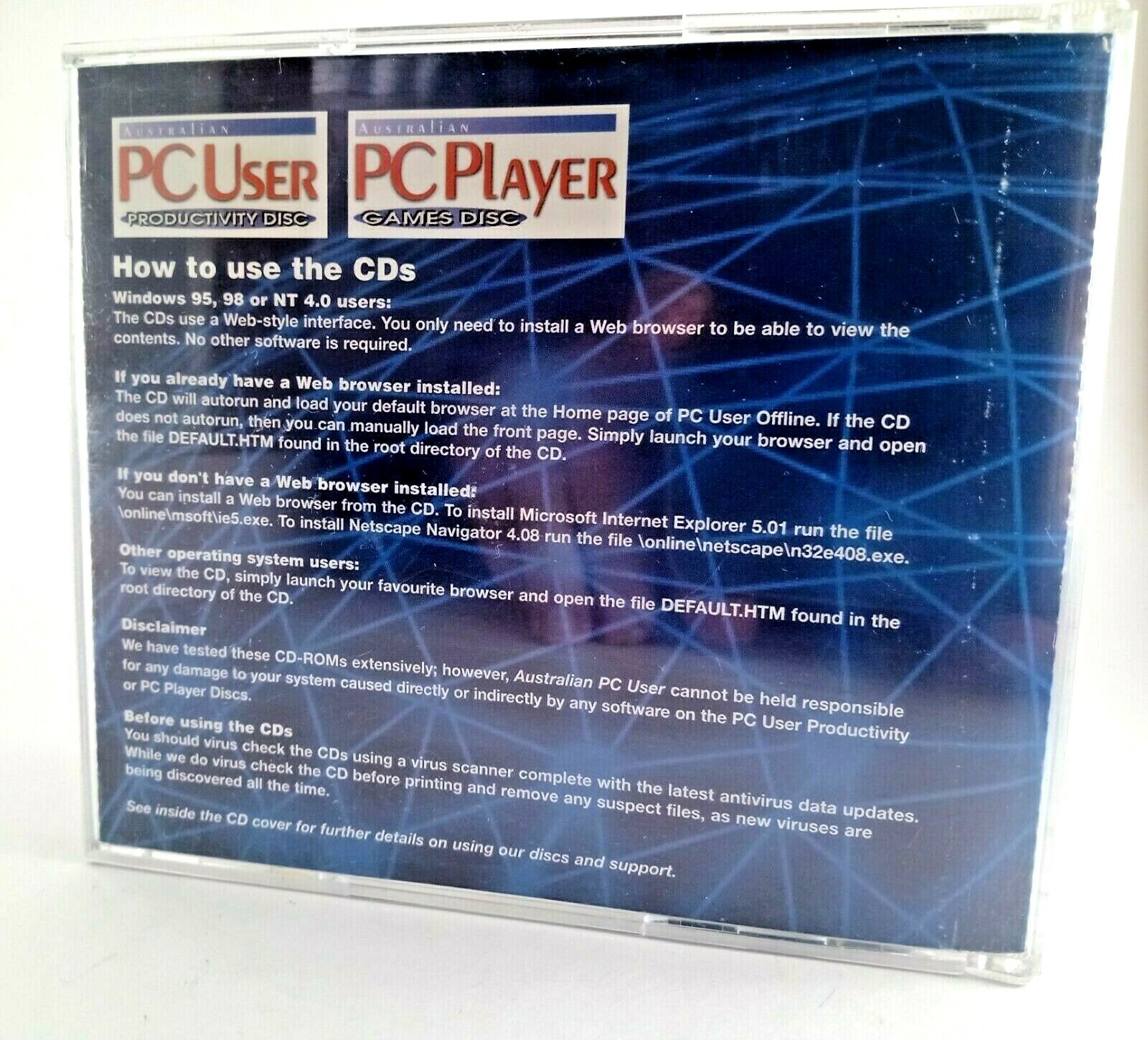PC User FEB 2000 Games & Productivity 2CDs Demo CDROM Disc 2000 PC Platform