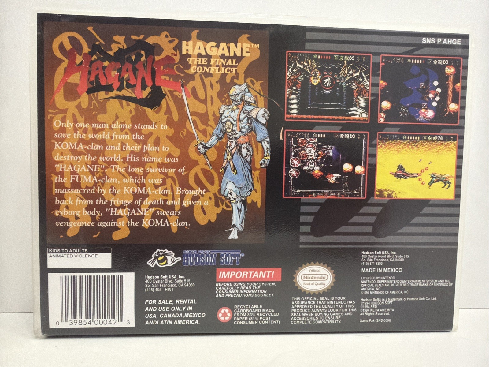 Hagane The Final Conflict Super Nintendo Game SNES Authentic +Collector Case