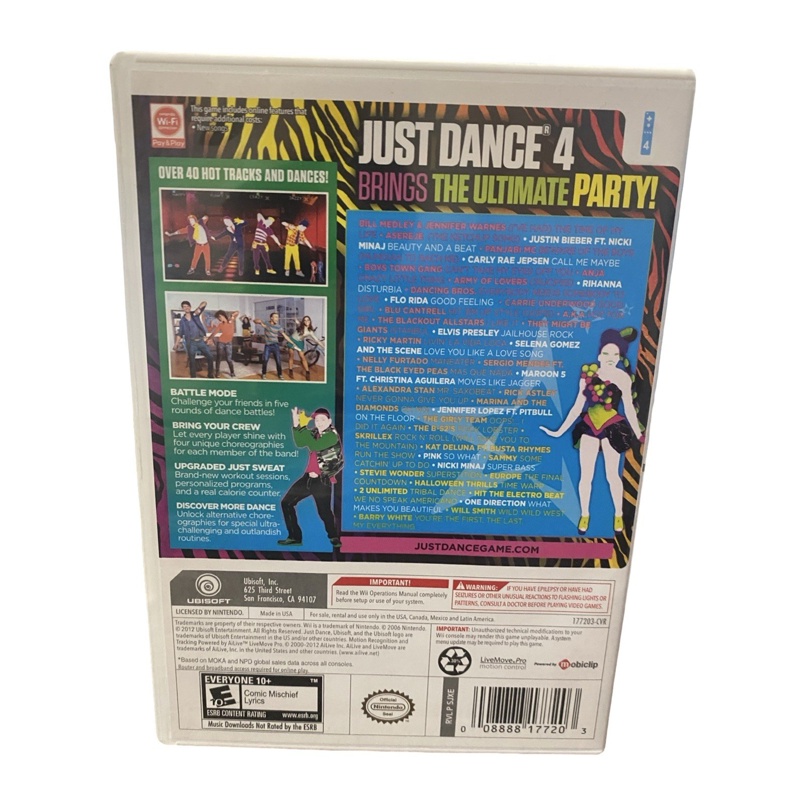 Just Dance 4 – Nintendo Wii Game – COMPLETE Game Case Inserts & Manuel booklet