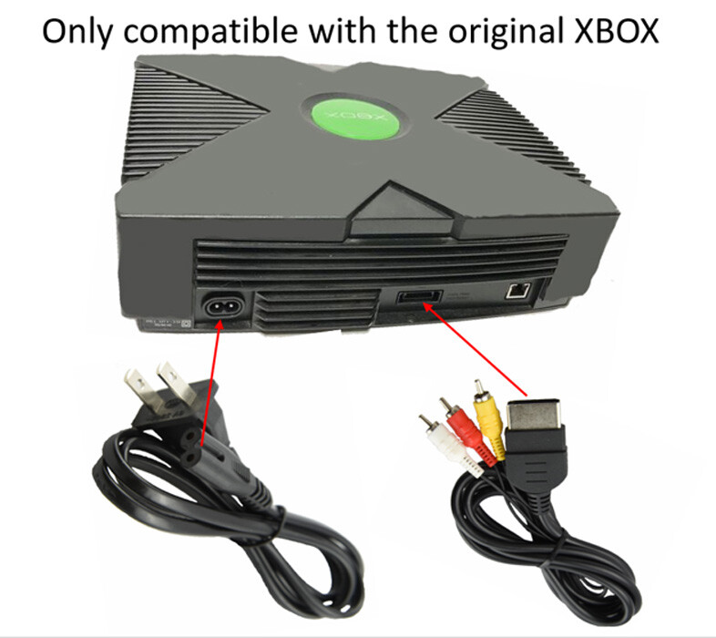 Audio AV RCA+AC Cable Power Supply Adapter Cord For Original XBox Console Game