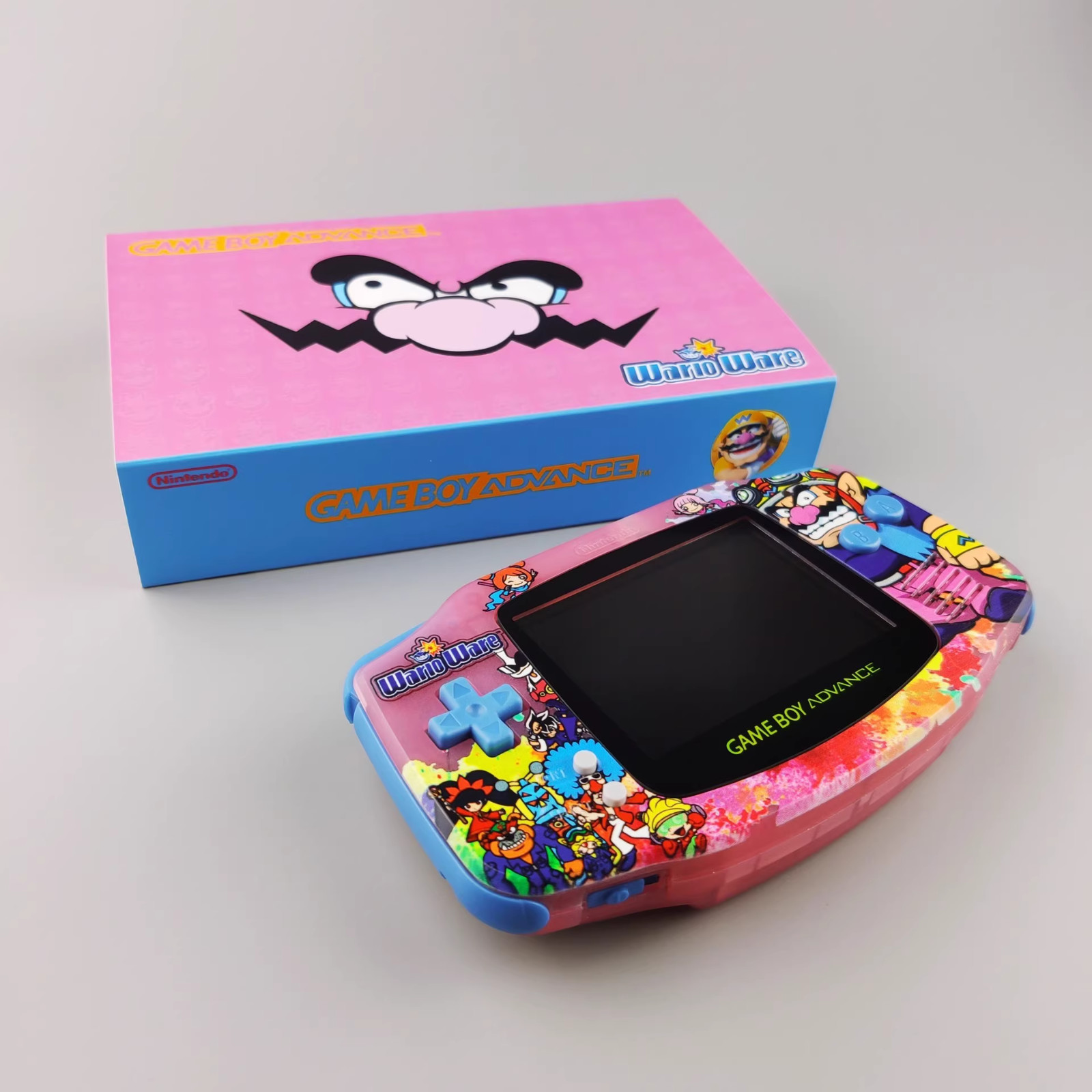 Game Boy Advance GBA Made in Wario Pink Console with iPS Backlit LCD MOD