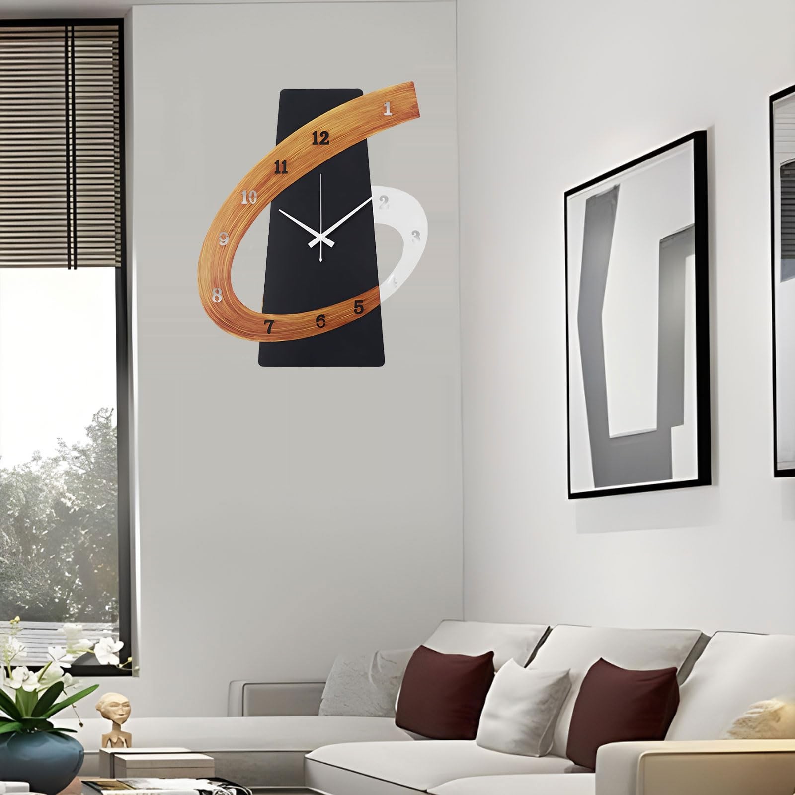 Modern Large Decorative Wall Clock，20 inch Black 15.7×19.7IN(40x50cm),