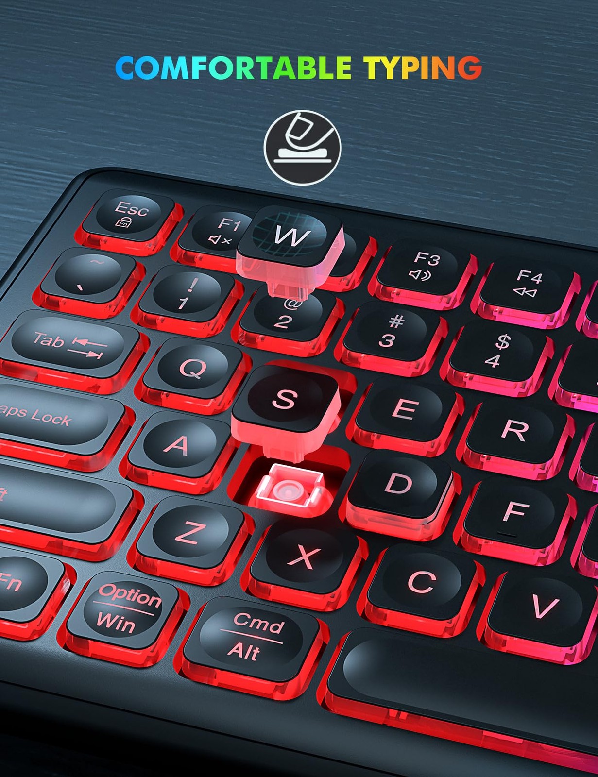 Wireless Keyboard and Mouse Combo, RGB Backlit, Rechargeable & Light Up Black
