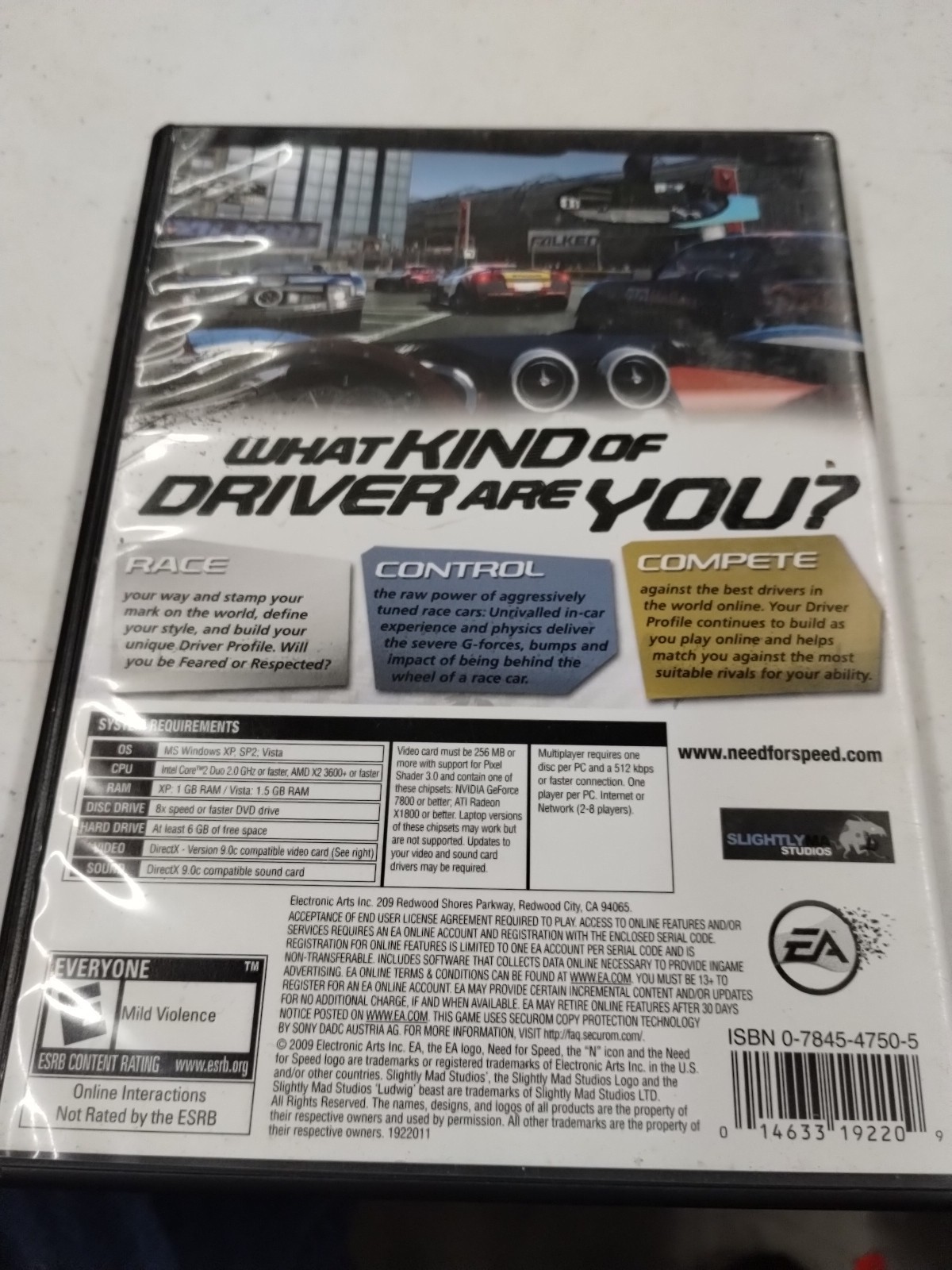 Need For Speed Shift (PC, DVD-ROM SOFTWARE 2009) EA, Rated E-Everyone, w/ Manual