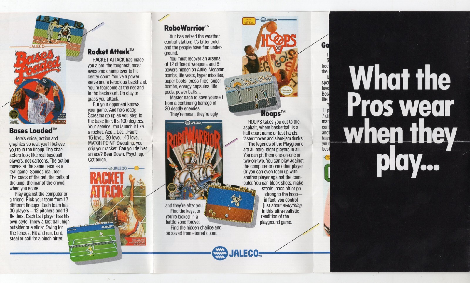 Jaleco Nintendo NES 1989 Fold Out Insert Advertisment JAL-2B-US