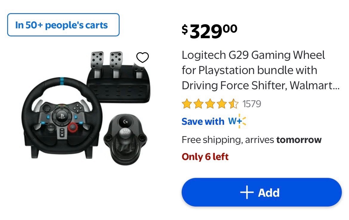 Logitech G29 Driving Force Racing Wheel ONLY for PS5 PS4 PS3 PC