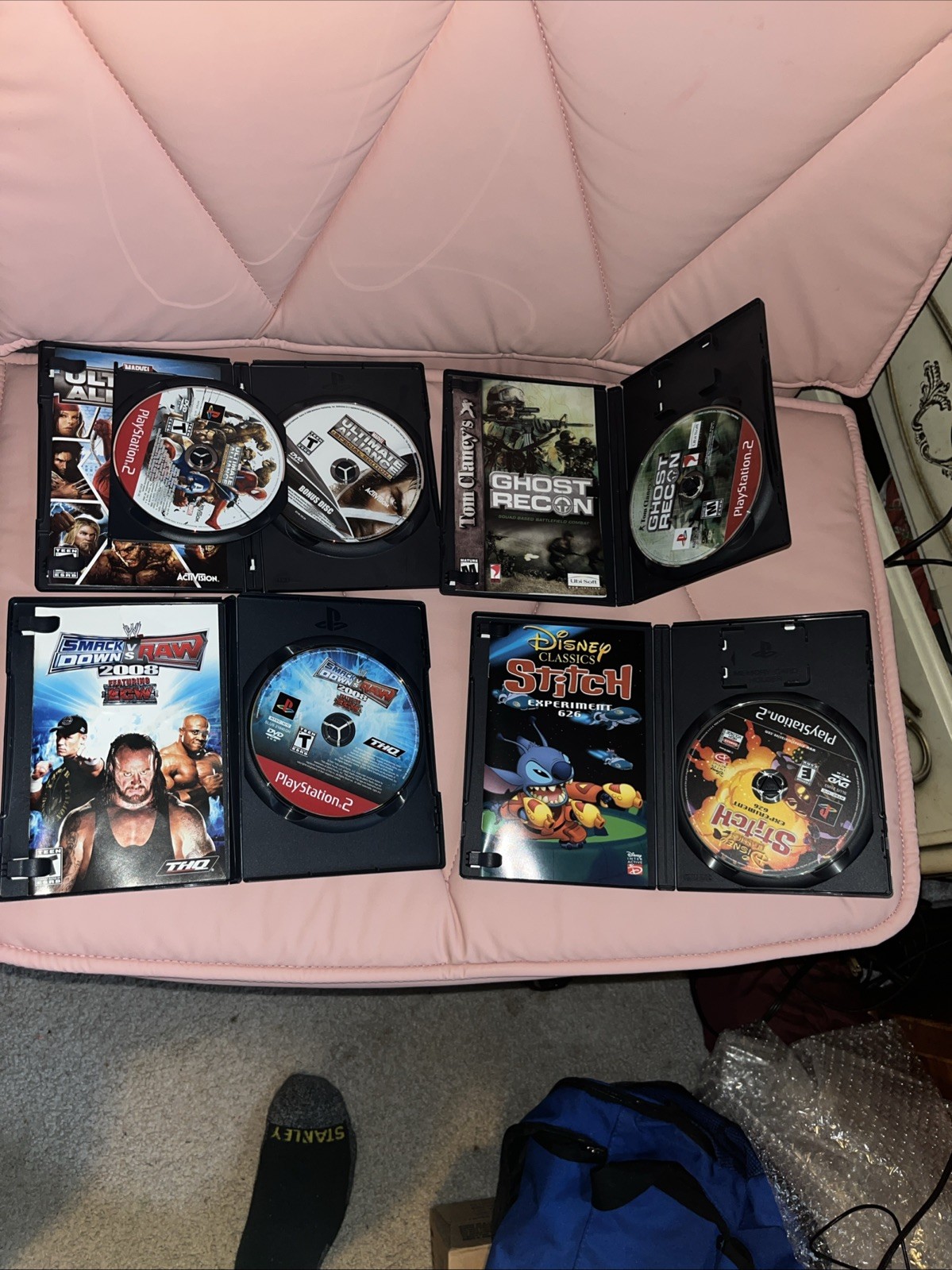 Sony PlayStation 2 PS2 Fat Console Bundle 10games 2controllers Tested & Working