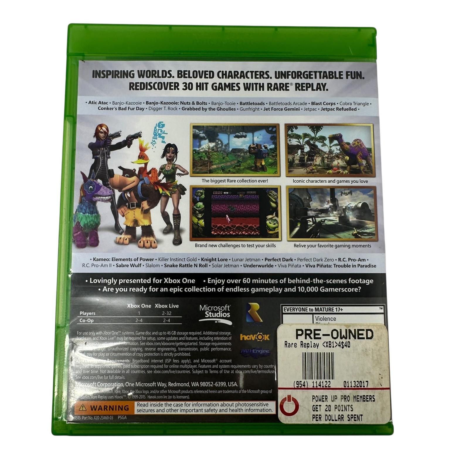 Microsoft Rare Replay Xbox One N/A Green Excellent 30 Game Collection Disc